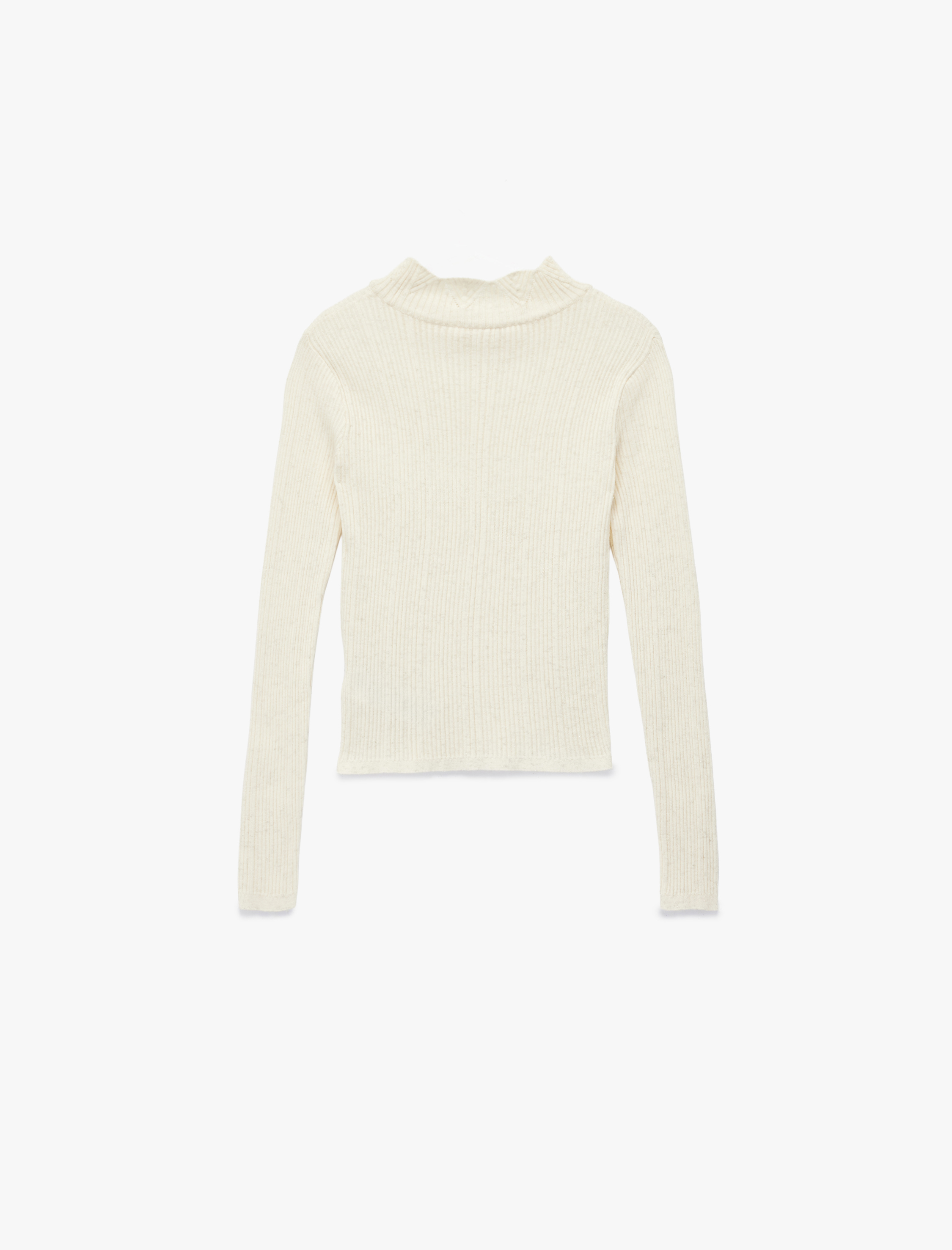   Fırfır Detaylı Dik Yaka Uzun Kollu Triko Kazak