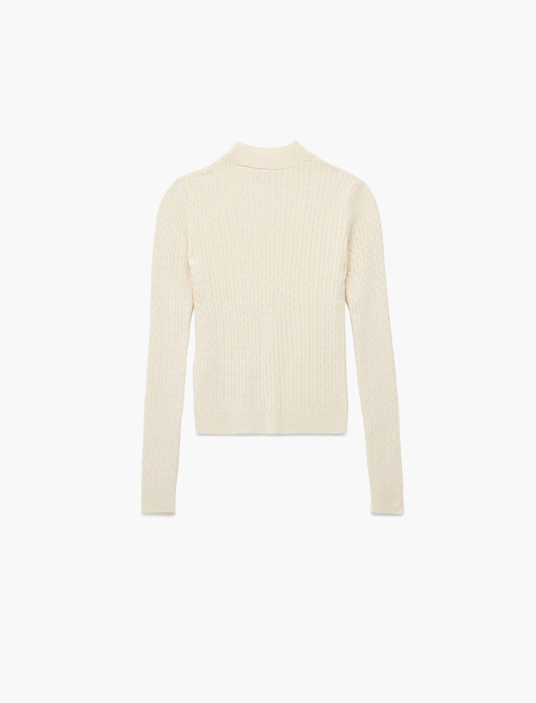   Regular Fit Uzun Kollu Hafif Dik Yaka Saç Örgü Kazak