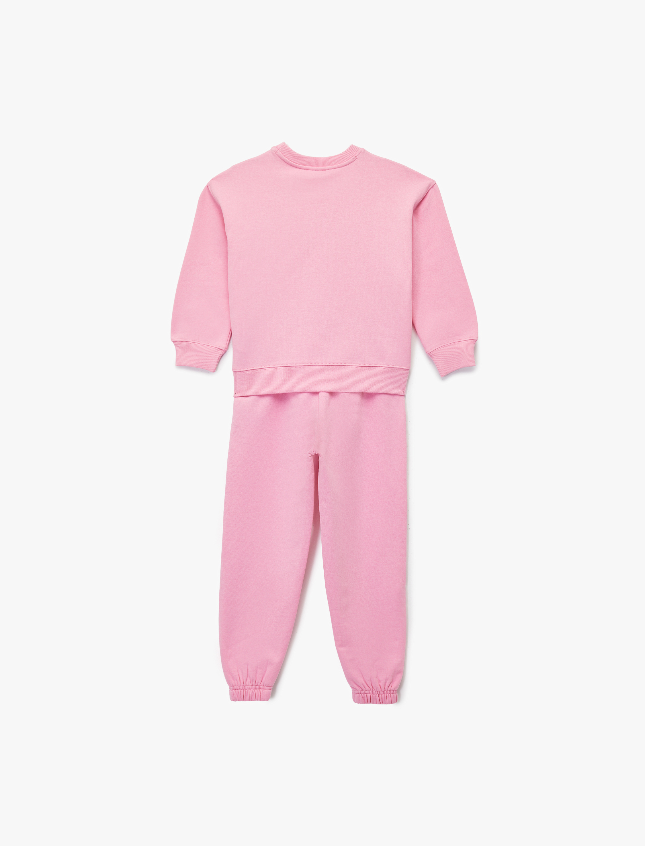  Kız Çocuk Baskılı Uzun Kollu Bisiklet Yaka Şardonlu Eşofman Takımı