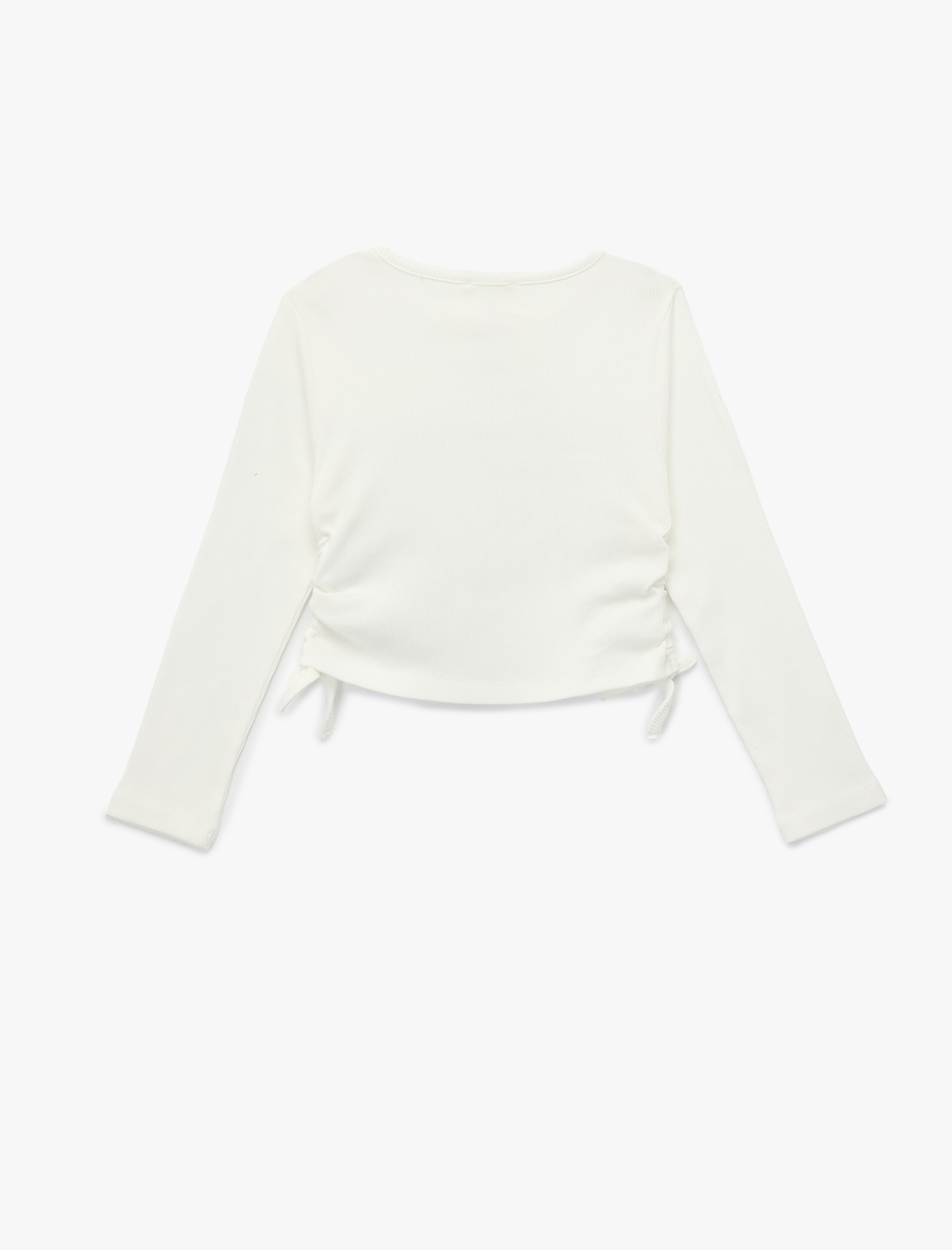  Kız Çocuk Uzun Kollu Bisiklet Yaka Fiyonk Baskılı Kaşkorse Pamuklu Tişört