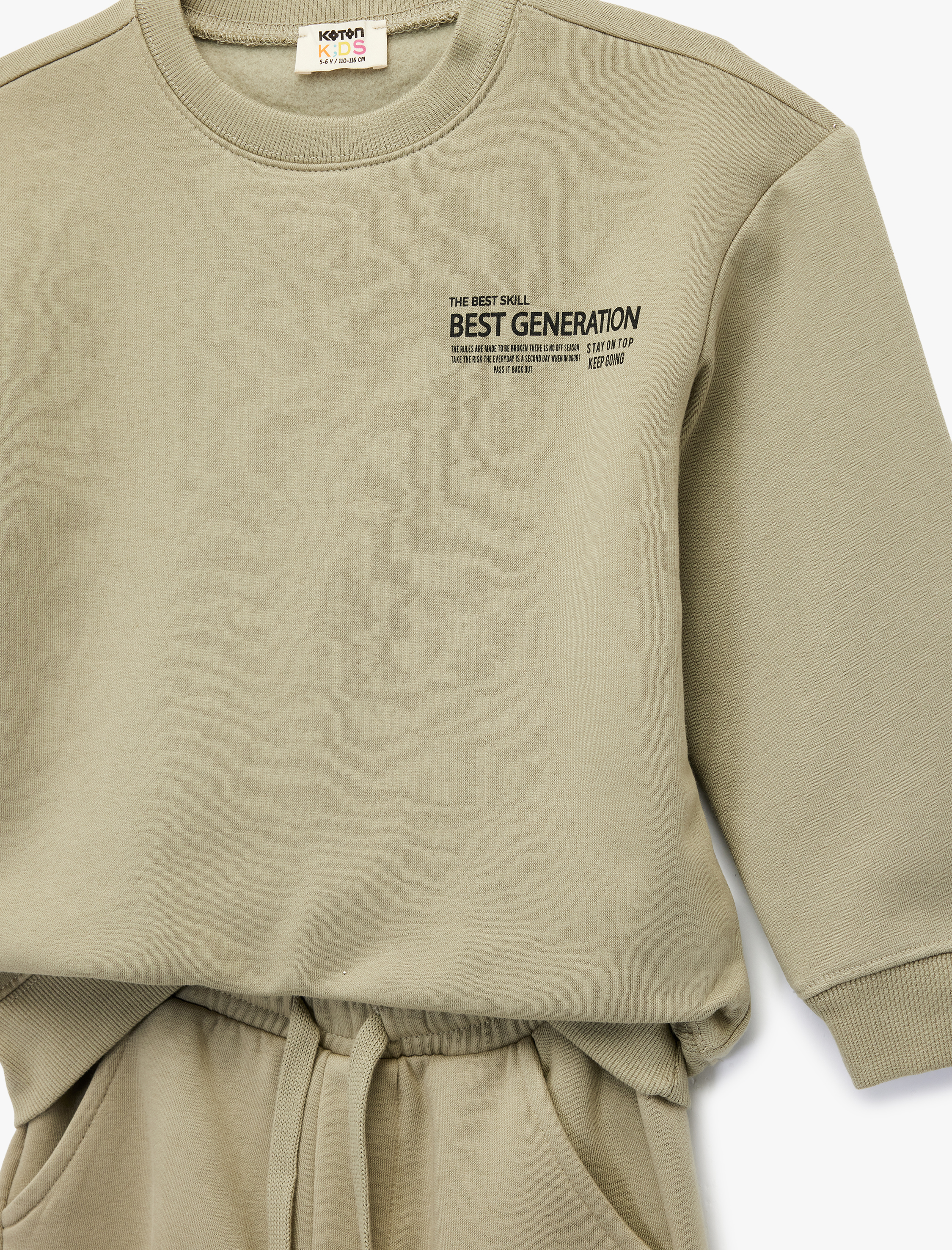  Erkek Çocuk Şardonlu Uzun Kollu Bisiklet Yaka Baskılı Eşofman Seti