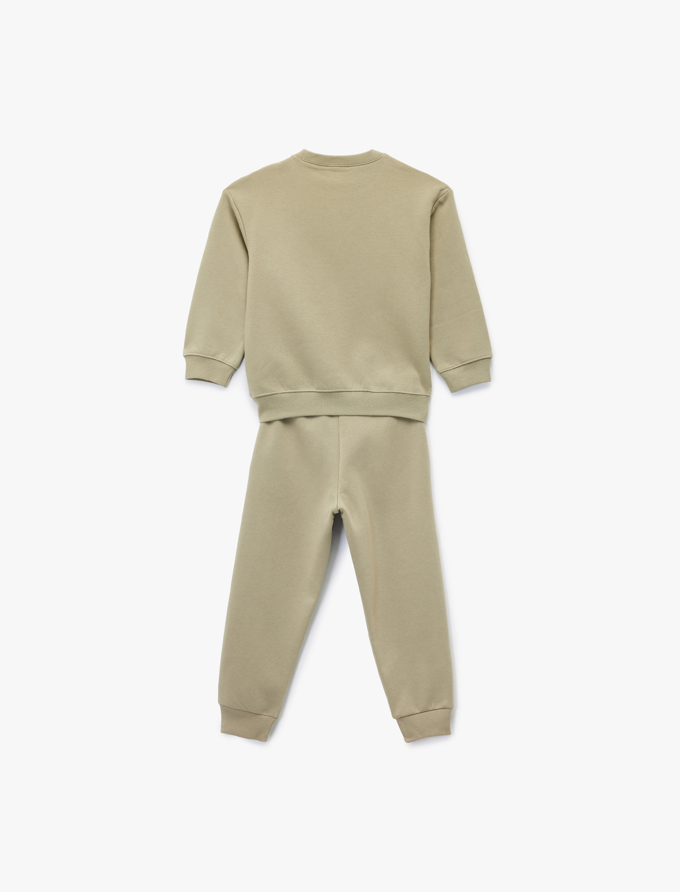  Erkek Çocuk Şardonlu Uzun Kollu Bisiklet Yaka Baskılı Eşofman Seti