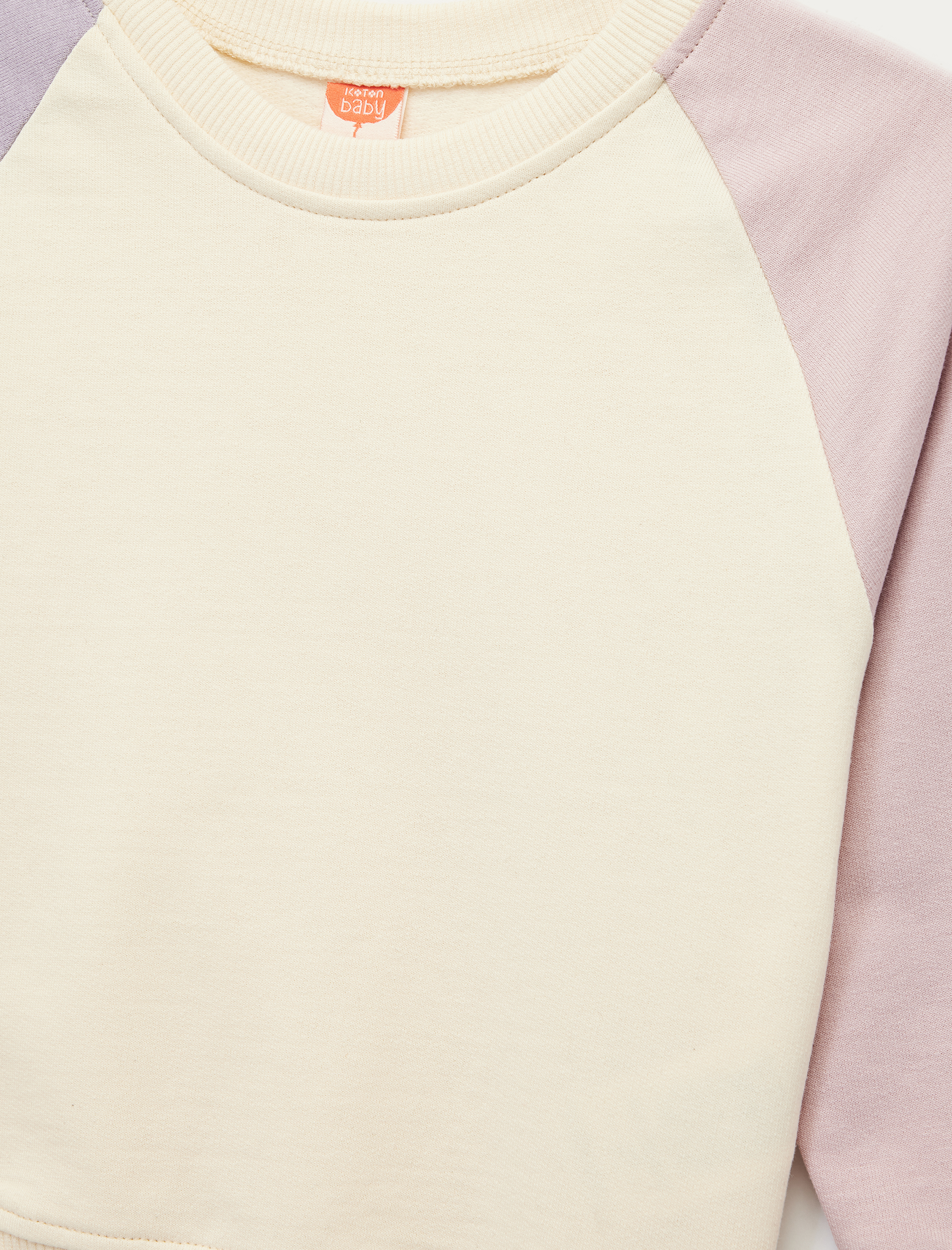  Kız Bebek Bisiklet Yaka Uzun Kollu Şardonlu Pamuklu Sweatshirt