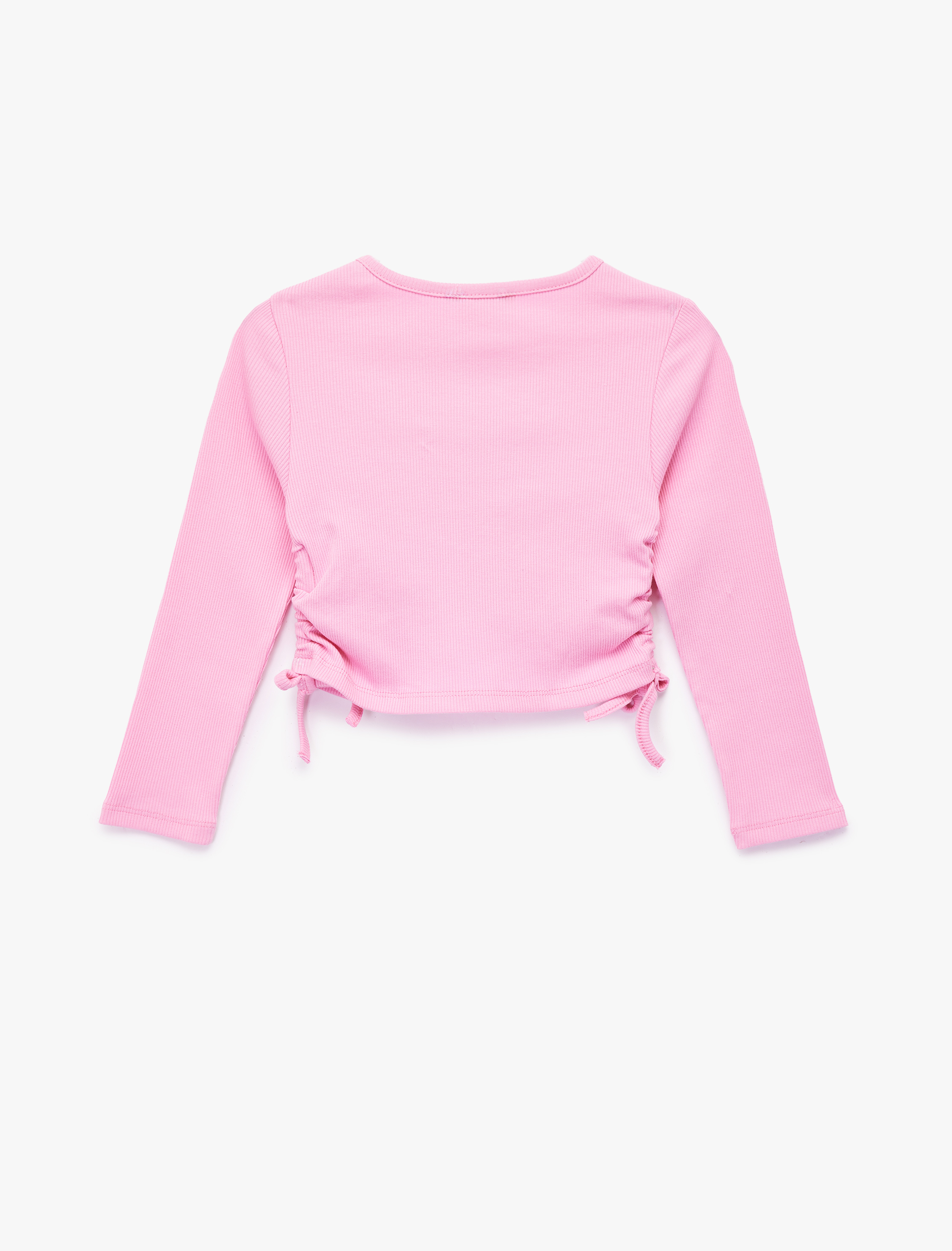  Kız Çocuk Unicorn Baskılı Uzun Kollu Bisiklet Yaka Ribanalı Crop Tişört