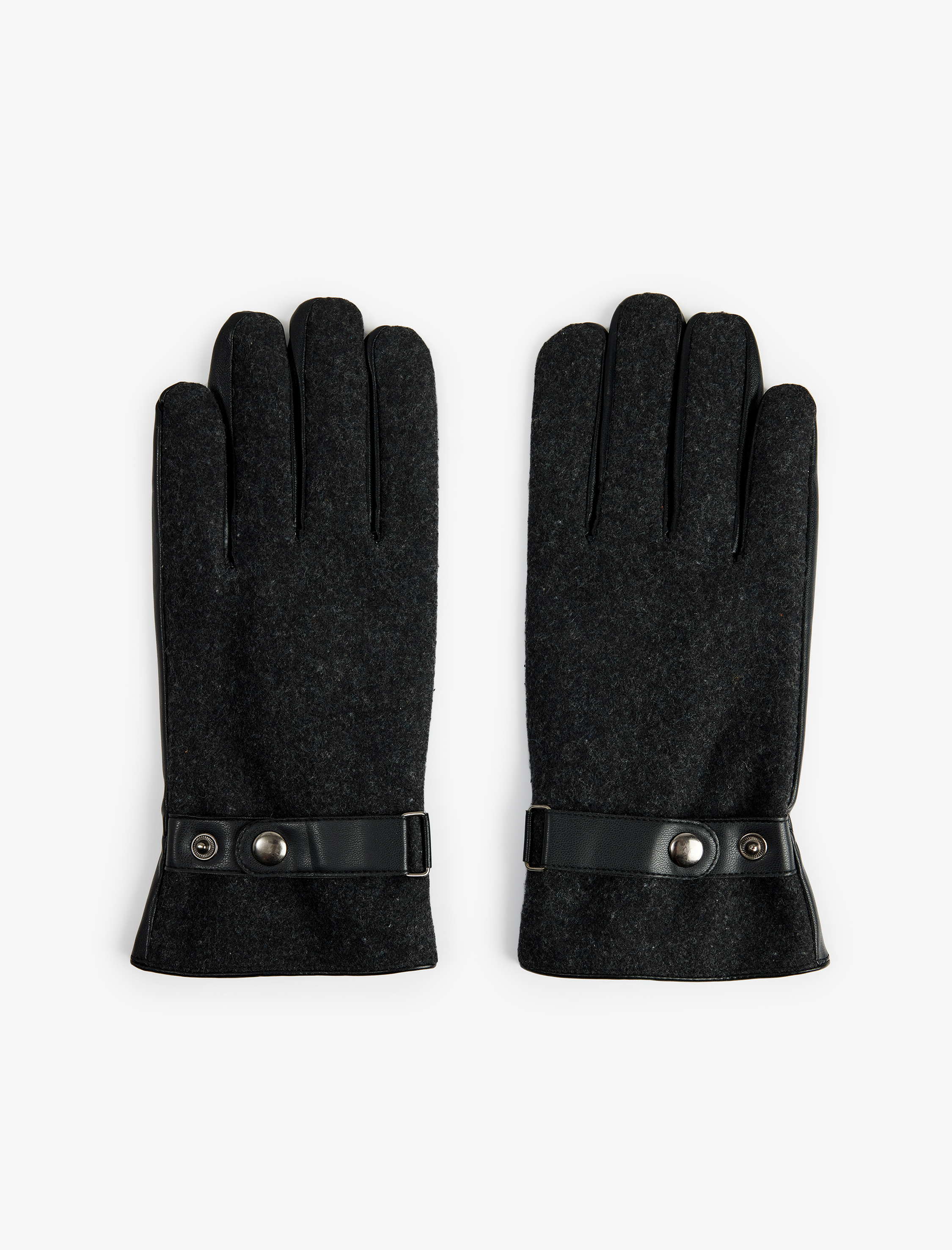  Erkek Çıtçıt Düğme Detaylı Suni Deri Eldiven