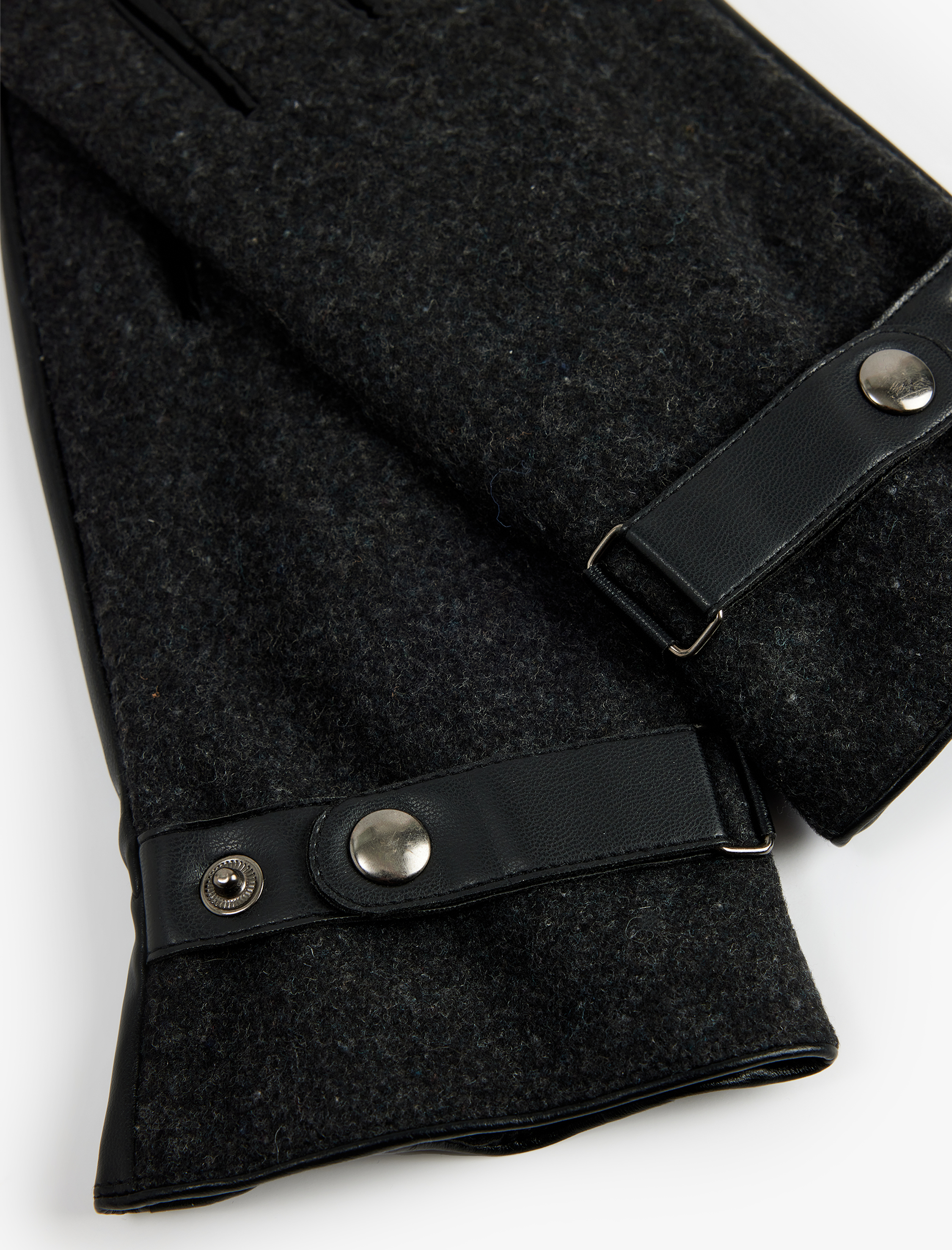  Erkek Çıtçıt Düğme Detaylı Suni Deri Eldiven