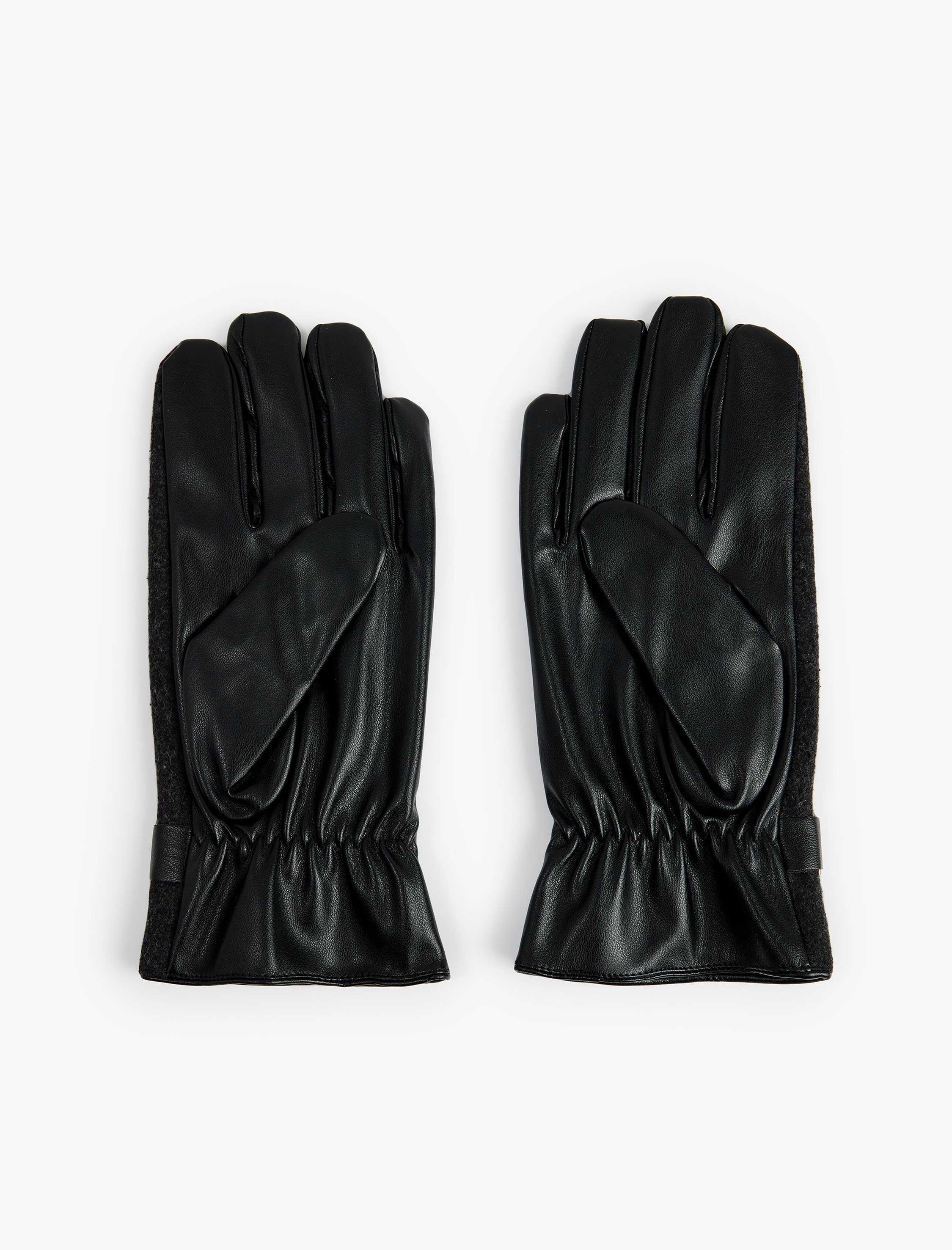  Erkek Çıtçıt Düğme Detaylı Suni Deri Eldiven