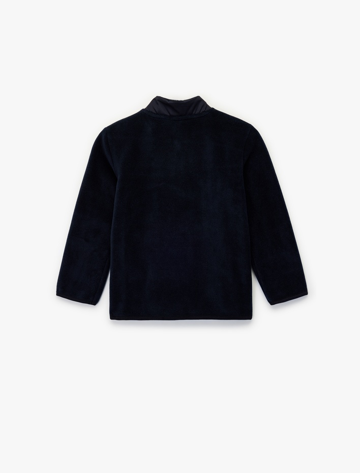 Erkek Bebek Uzun Kollu Cepli Dik Yaka Fermuarlı Polar Sweatshirt