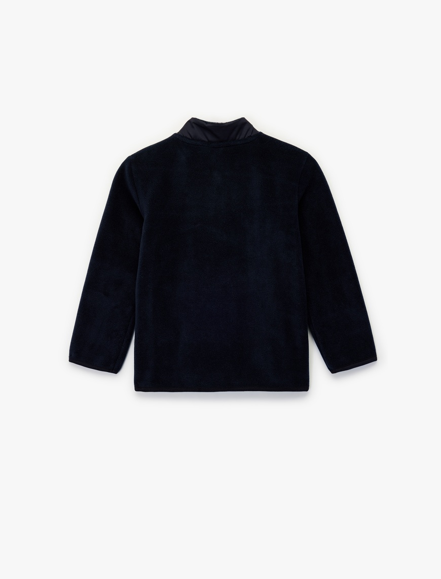  Erkek Bebek Uzun Kollu Cepli Dik Yaka Fermuarlı Polar Sweatshirt