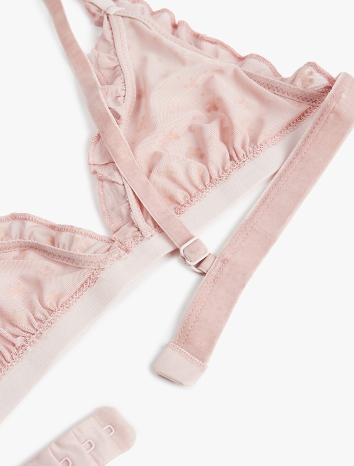  Rahat Kalıp Dolgusuz Fırfırlı Kurdele Detaylı Balensiz Sütyen