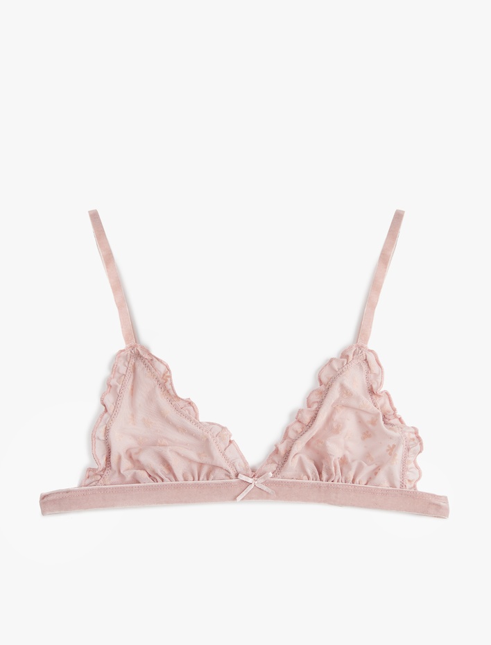  Rahat Kalıp Dolgusuz Fırfırlı Kurdele Detaylı Balensiz Sütyen