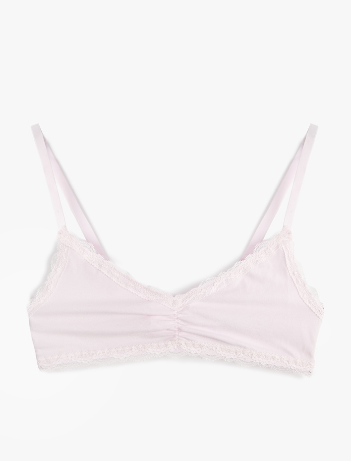 Rahat Kalıp Dolgusuz Pamuklu Balensiz Dantel Detaylı Sütyen