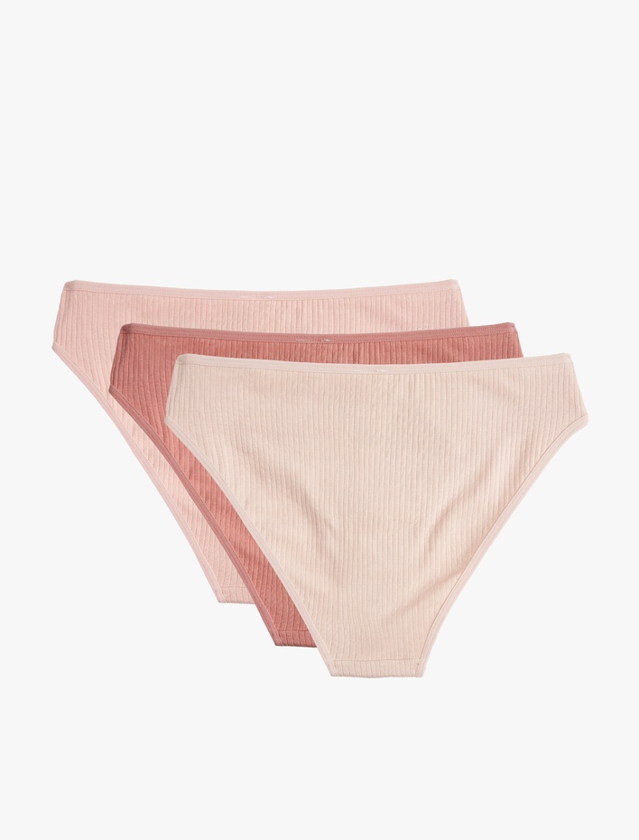  Rahat Kalıp Ribanalı Pamuklu 3'lü Brazilian Külot Seti