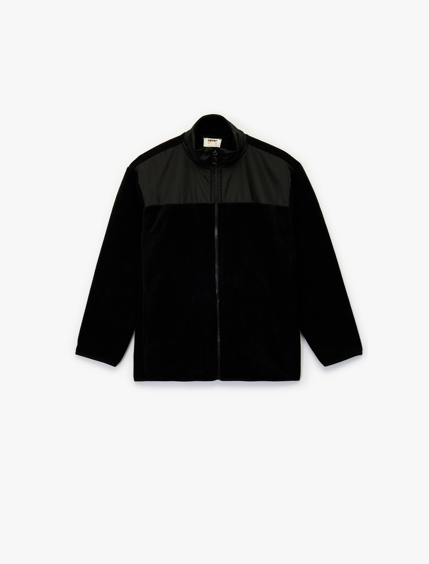  Erkek Çocuk Fermuarlı Uzun Kollu Dik Yaka Polar Sweatshirt