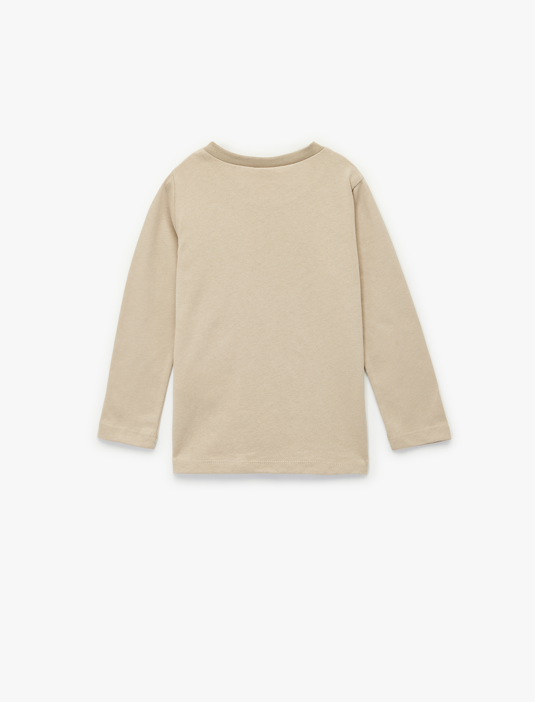  Erkek Bebek Aslan Baskılı Uzun Kollu Bisiklet Yaka Pamuklu Tişört