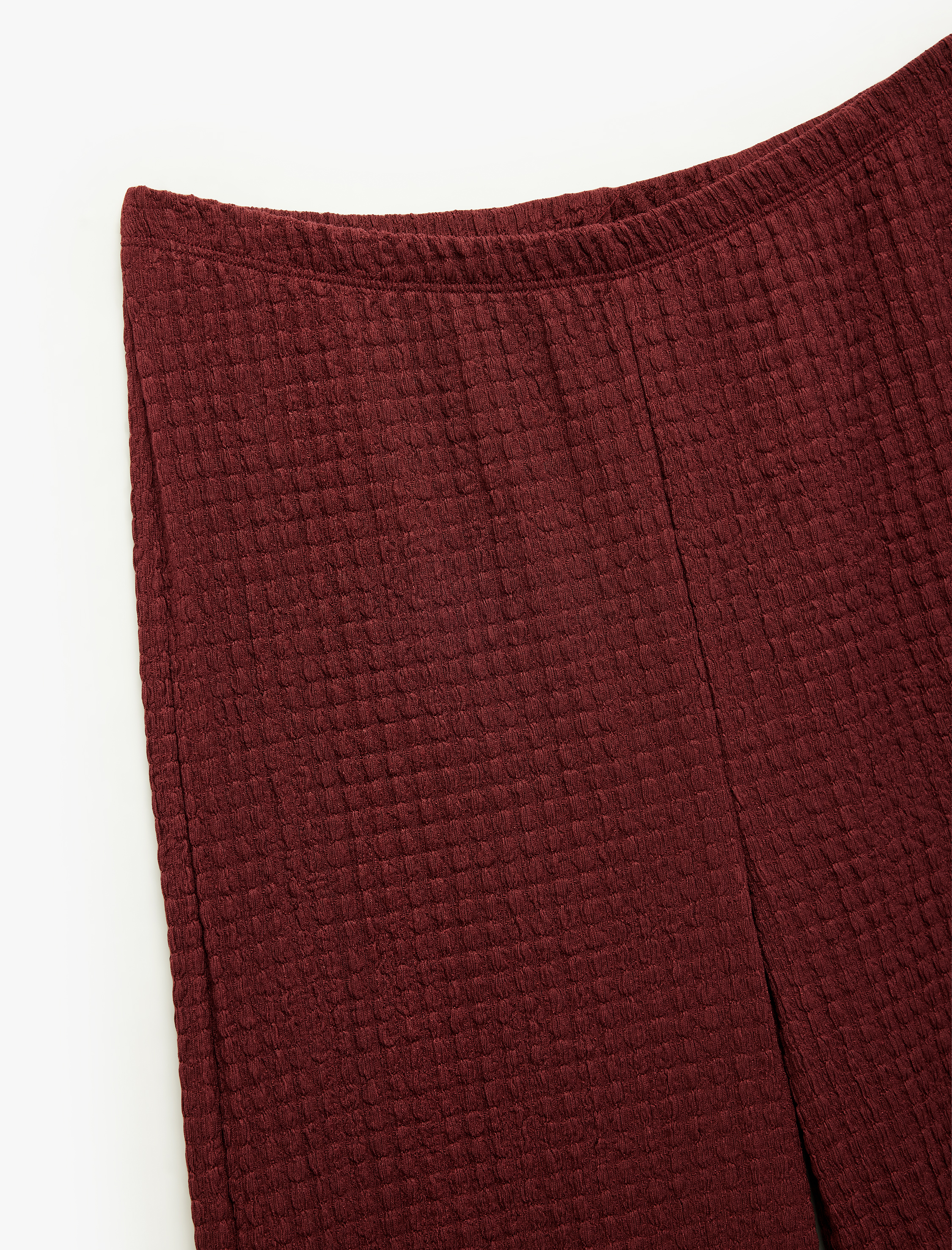  Kız Çocuk Beli Lastikli Dokulu Geniş Paça Pantolon