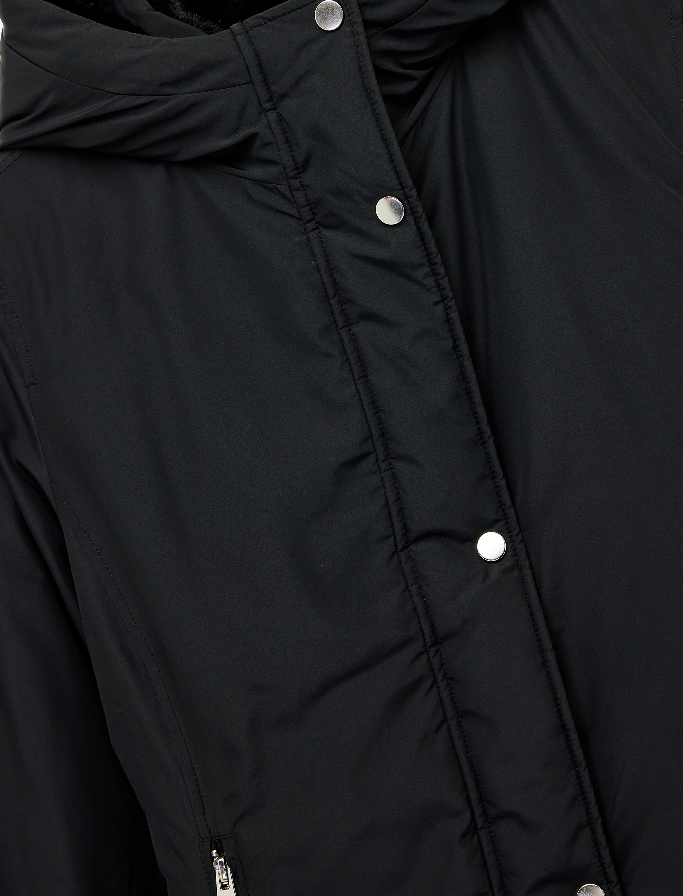   Kapüşonlu Uzun Kollu Fermuarlı Cep Detaylı Rahat Kalıp Mont