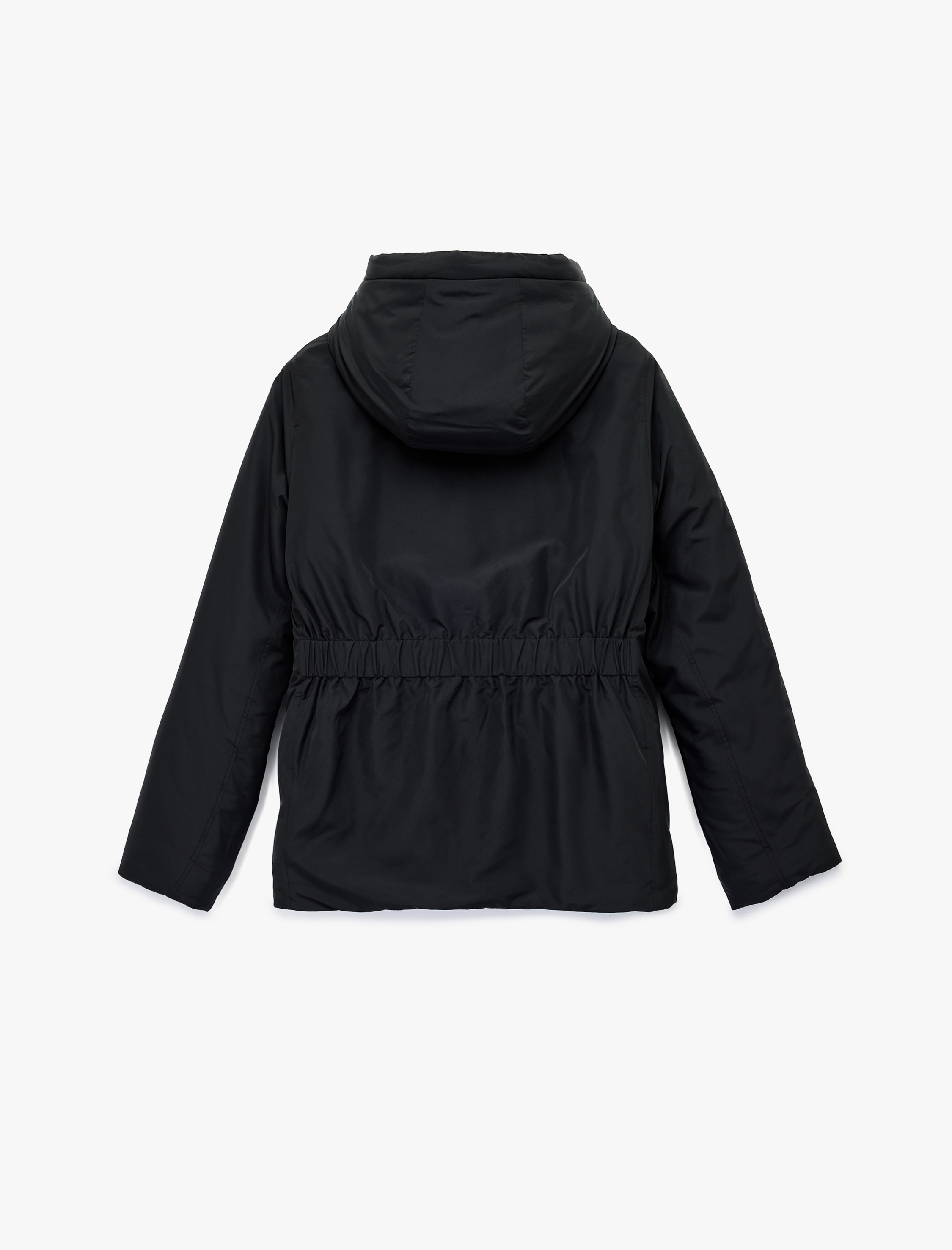   Kapüşonlu Uzun Kollu Fermuarlı Cep Detaylı Rahat Kalıp Mont