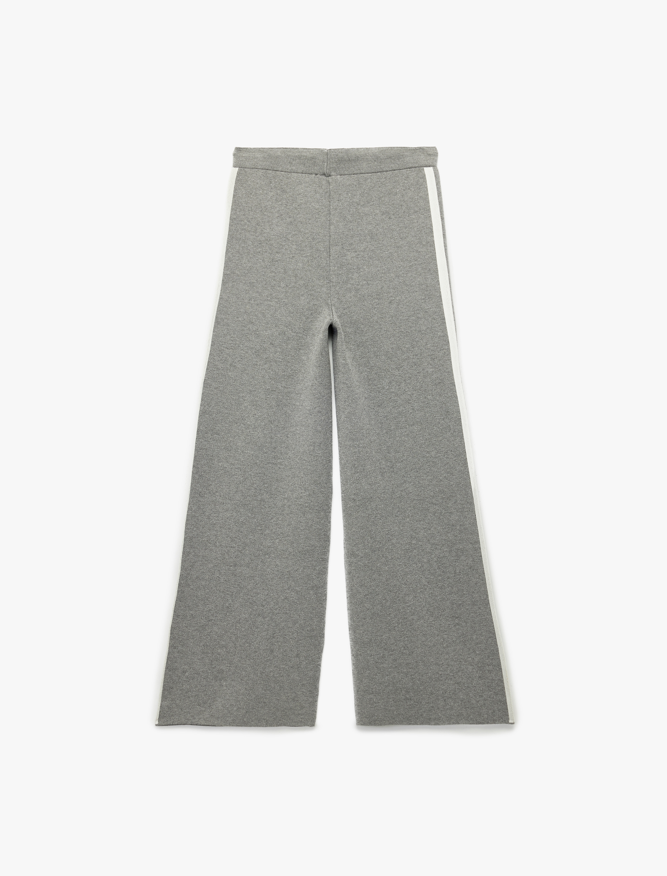   Viskon Karışımlı Yüksek Bel Bağcıklı Geniş Paça Triko Pantolon