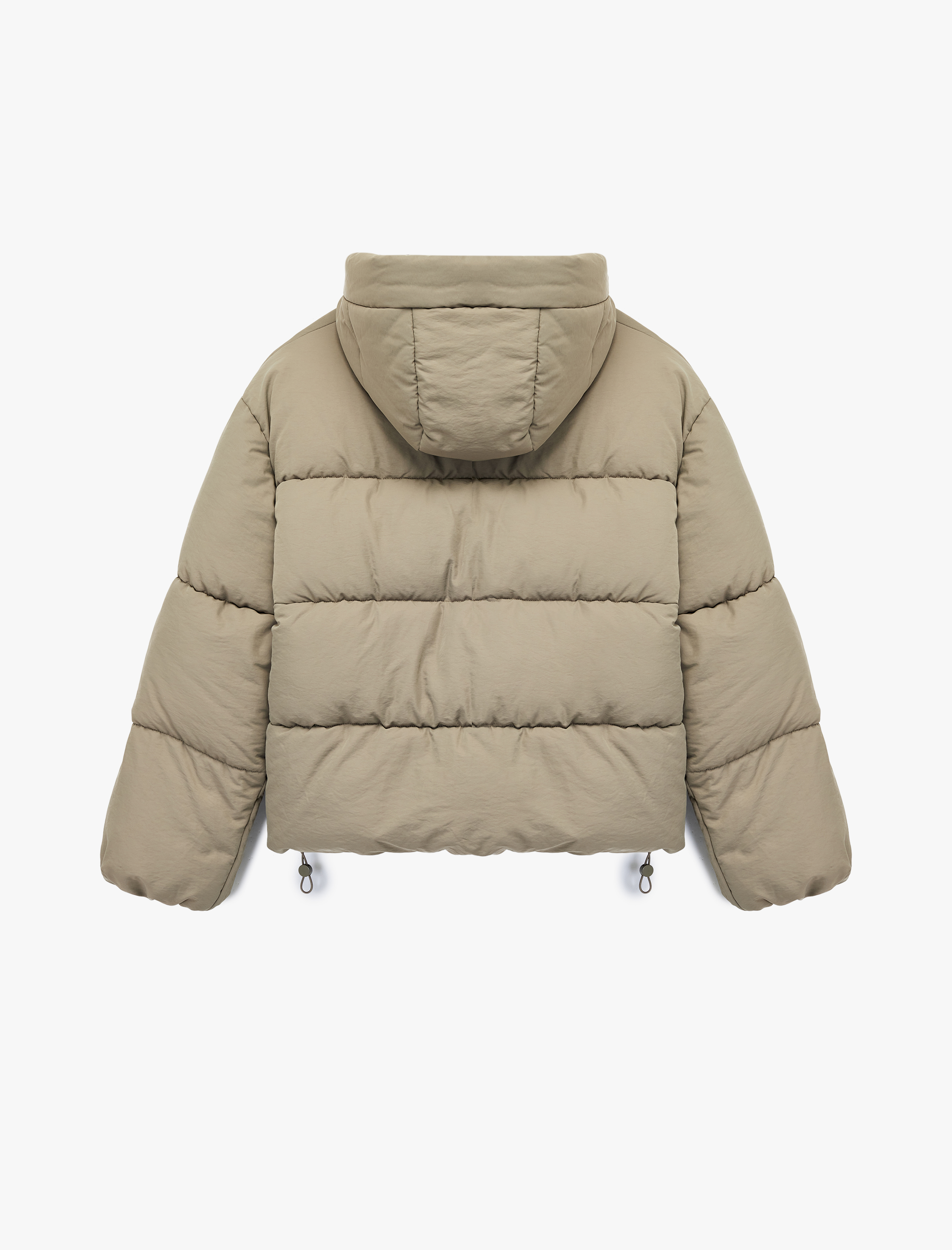   Rahat Kalıp Fermuarlı Kapüşonlu Kapitoneli Dik Yaka Şişme Mont