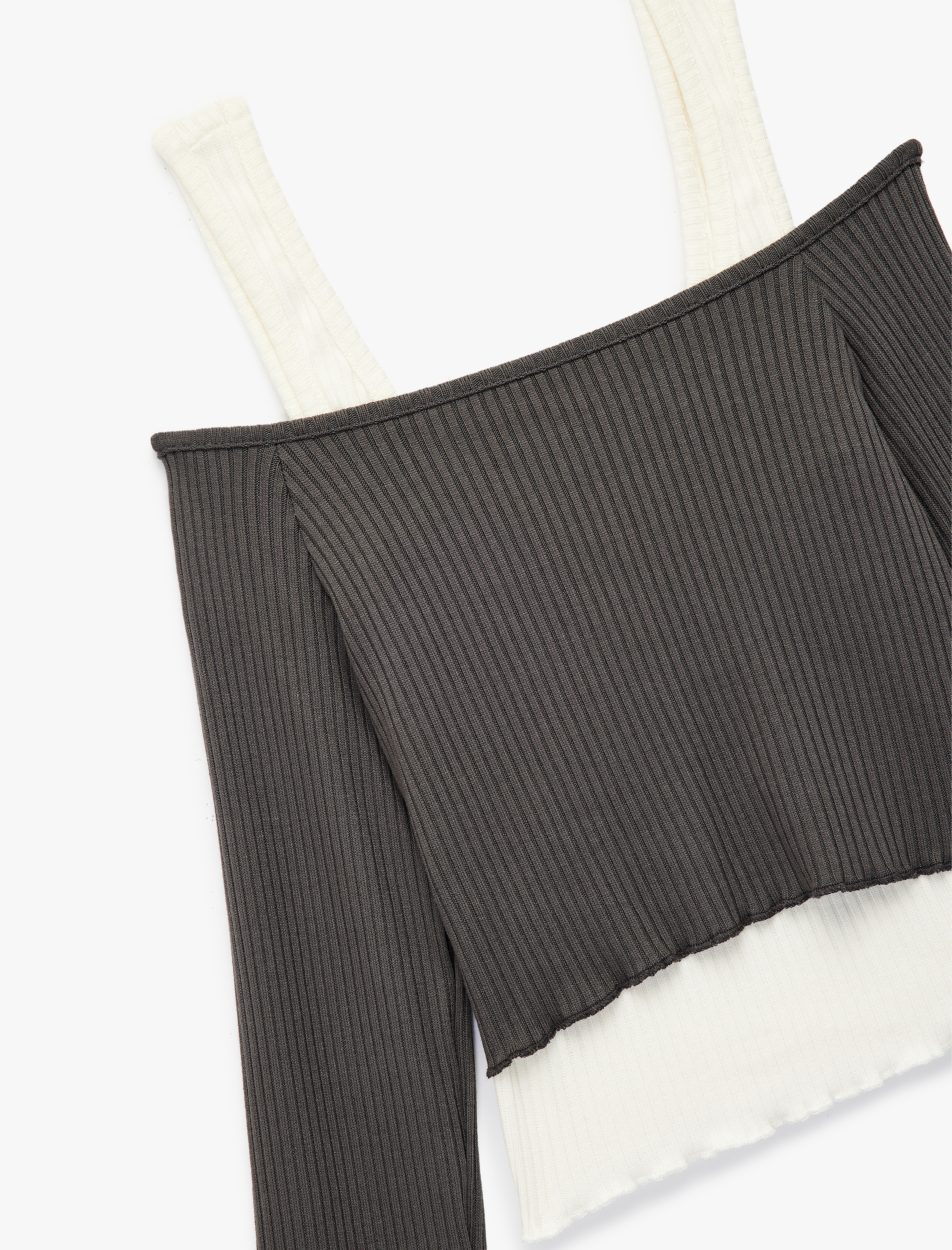   Omzu Açık Uzun Kollu Atlet Detaylı Crop Tişört