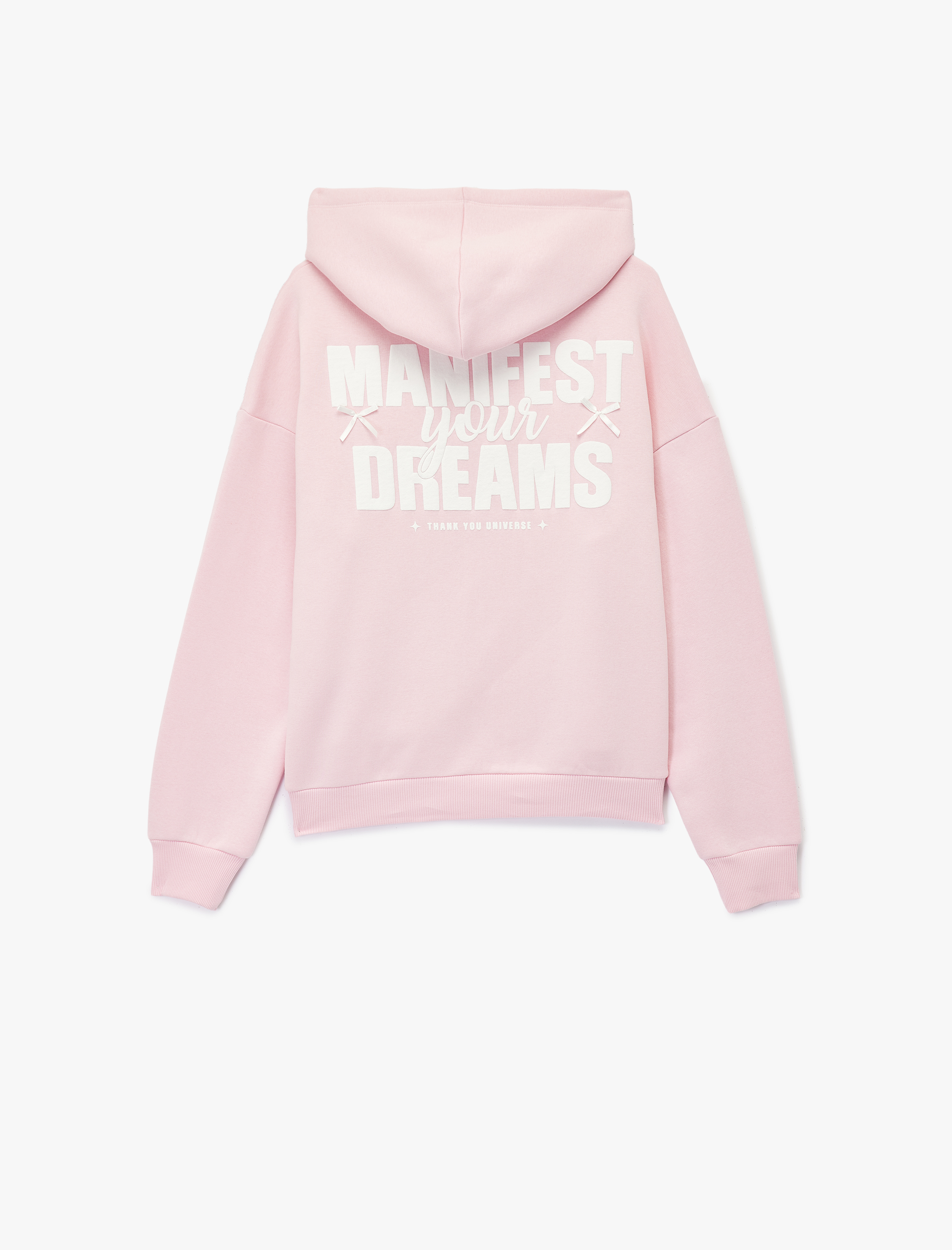   Şardonlu Fermuarlı Arkası Baskılı Cep Detaylı Kapüşonlu Oversize Sweatshirt