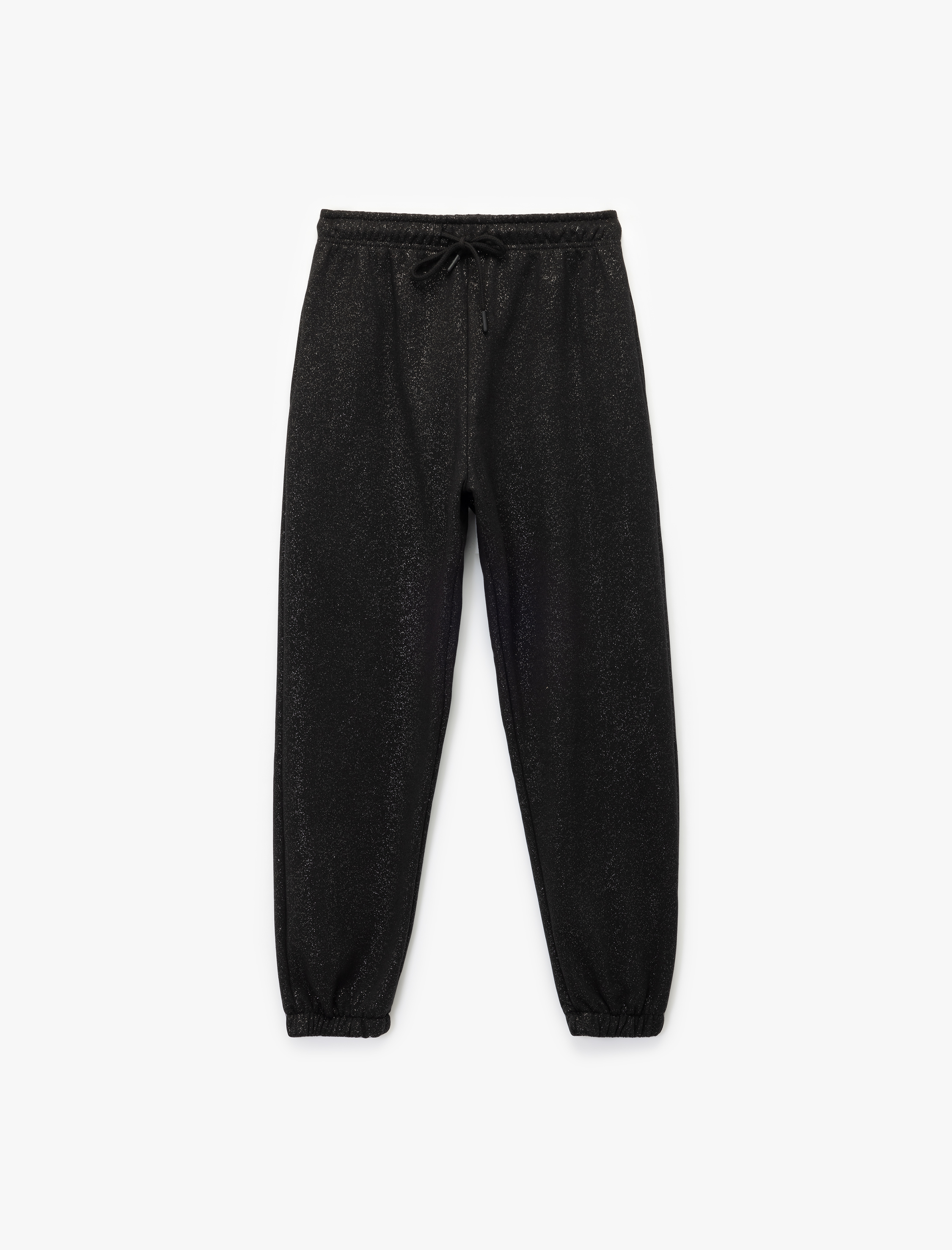   Rahat Kalıp Şardonlu Simli Beli Bağcıklı Cepli Jogger Eşofman Altı