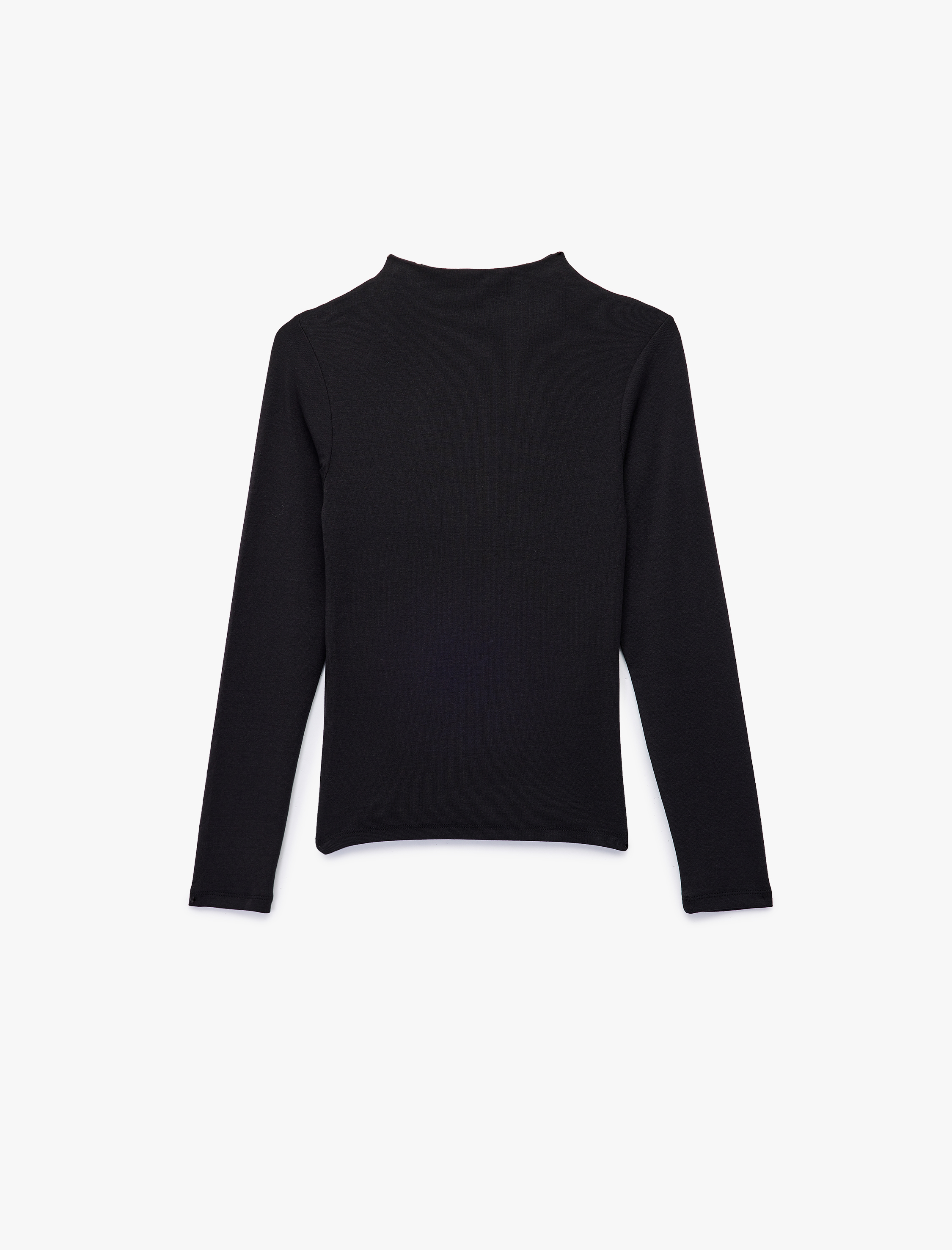 Dik Yaka Slim Fit Modal Karışımlı Basic Uzun Kollu Tişört