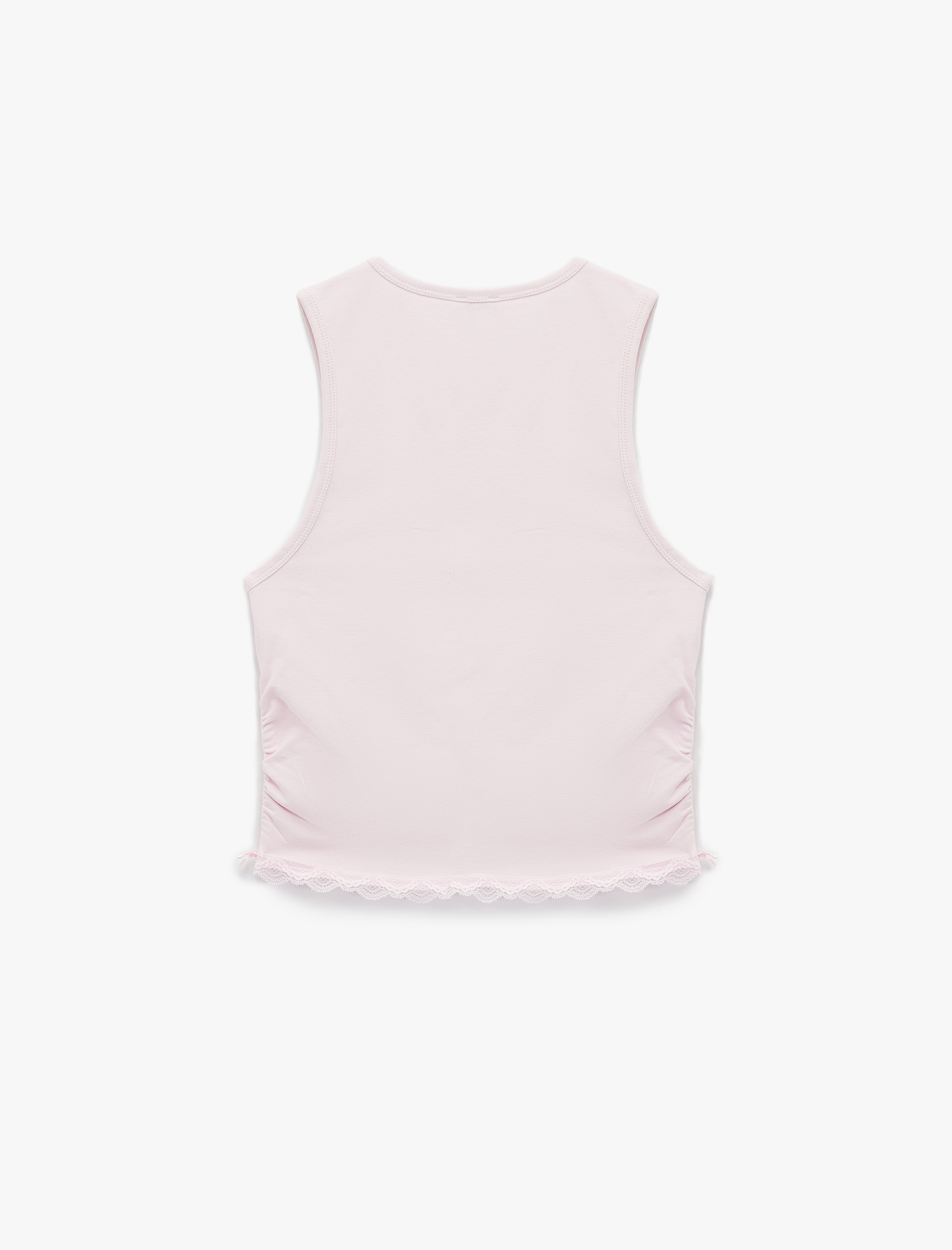   Bisiklet Yaka Dantel Detaylı Kolsuz Pijama Üstü