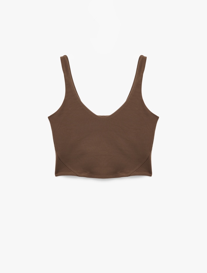  Koton X Sibil Çetinkaya - Kolsuz U Yaka Dikiş Detaylı Sporcu Sütyeni