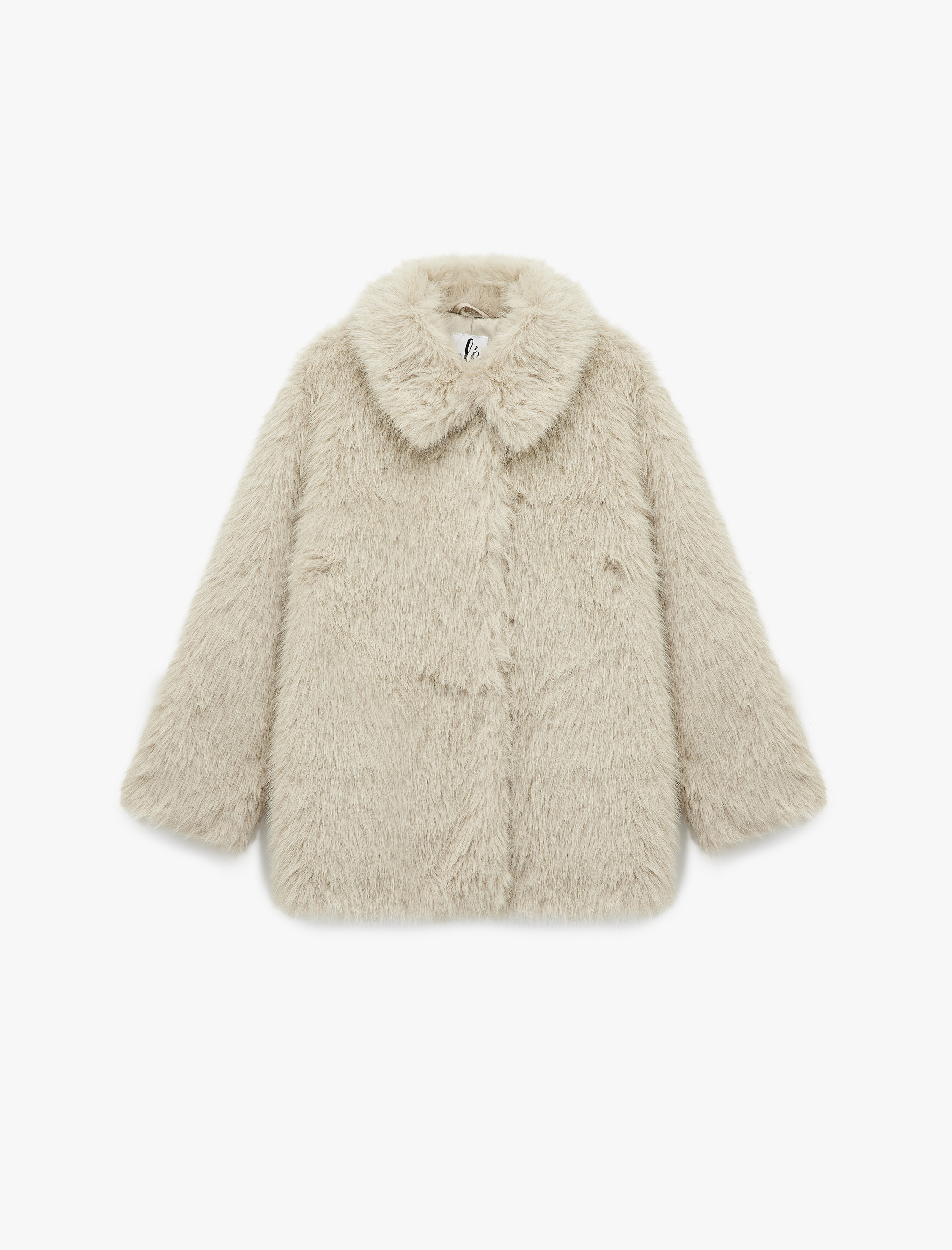   Oversize Uzun Kollu Devrik Yaka Suni Kürk Ceket