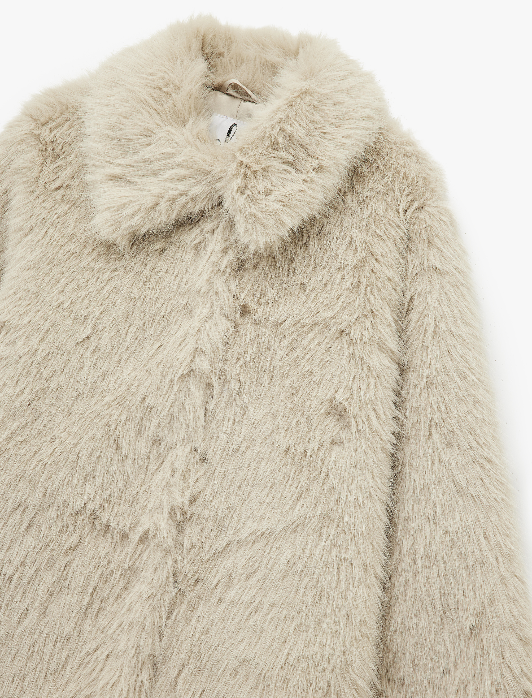   Oversize Uzun Kollu Devrik Yaka Suni Kürk Ceket