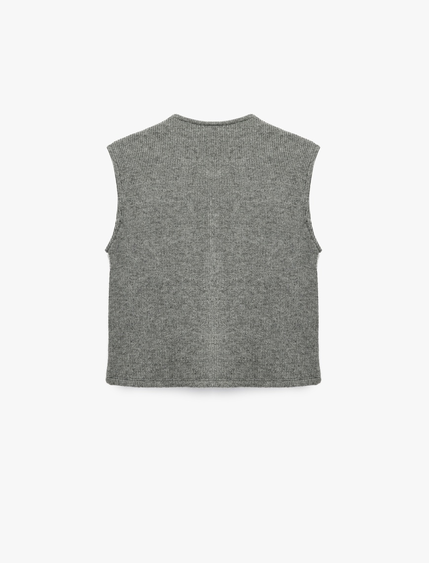   Slim Fit Kolsuz Bisiklet Yaka Düğmeli Hırka