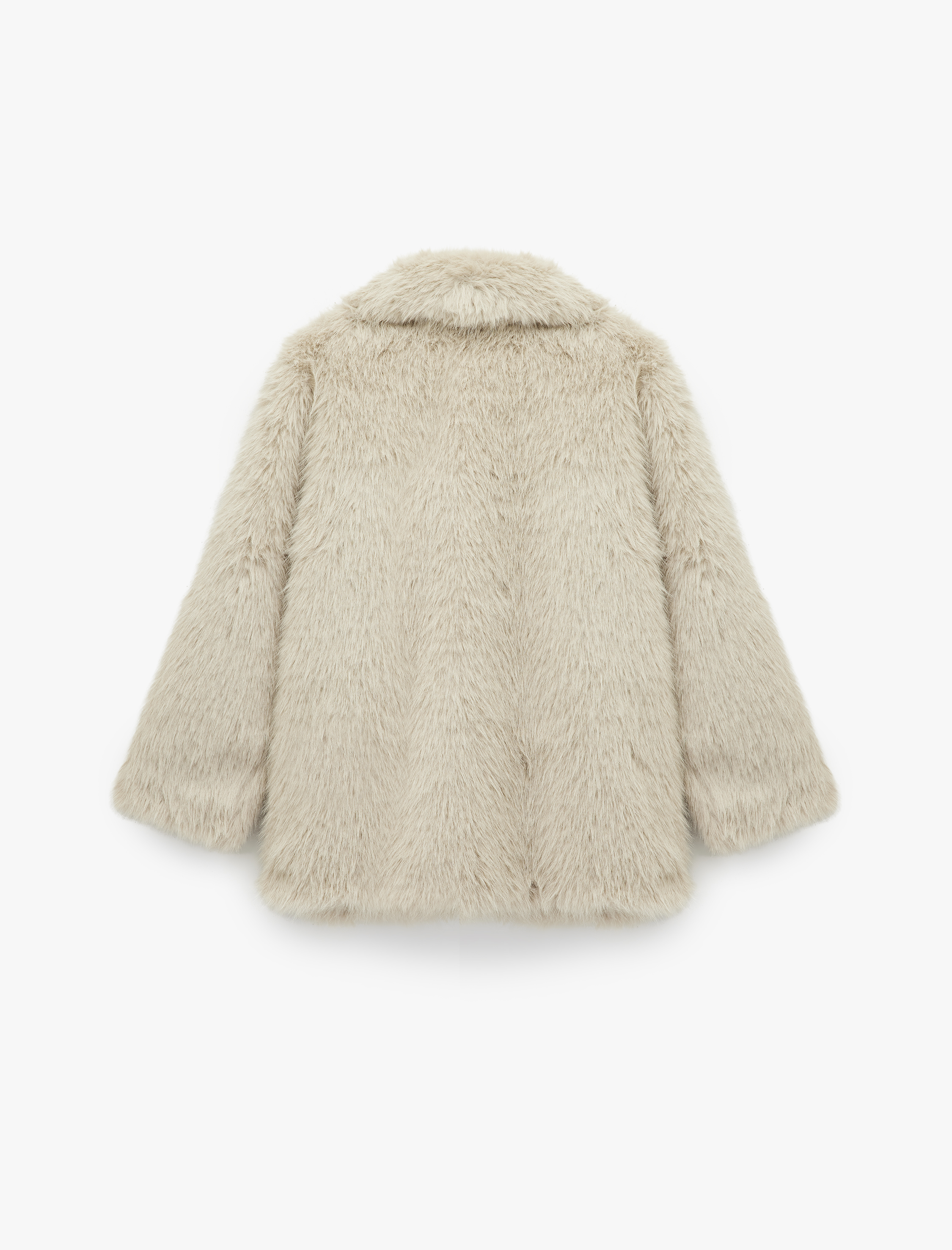   Oversize Uzun Kollu Devrik Yaka Suni Kürk Ceket