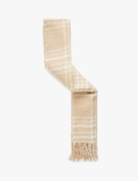 Ekose Desenli Yumuşak Dokulu Püsküllü Uzun Atkı