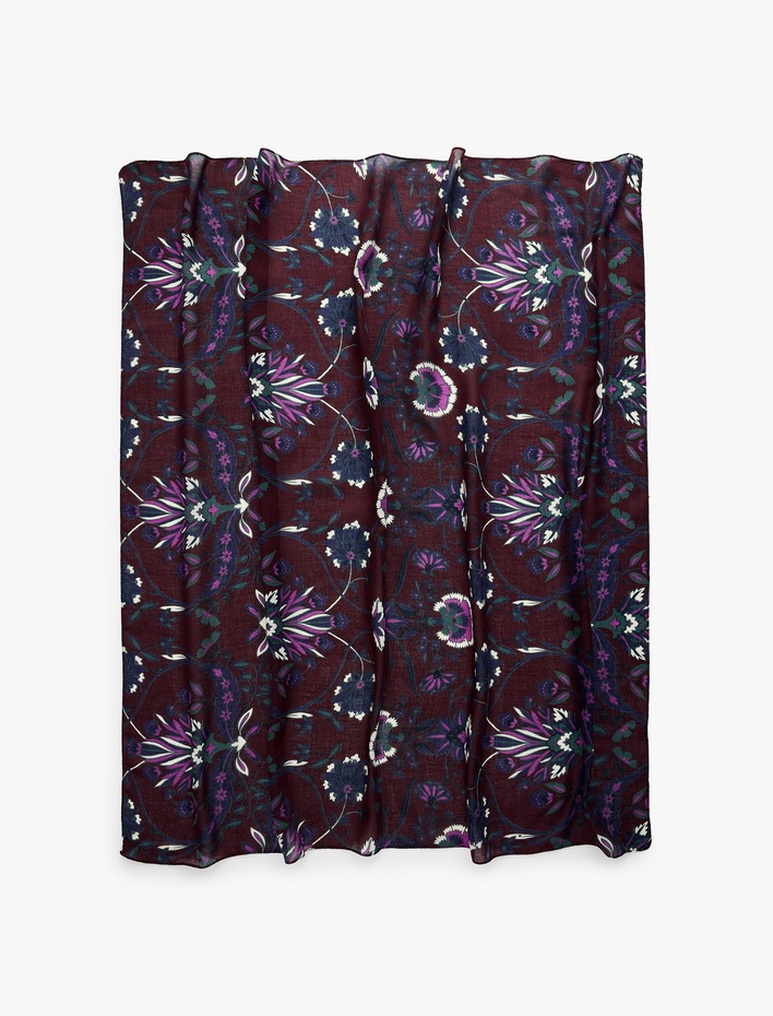 Kadın Çiçekli Kare Fular