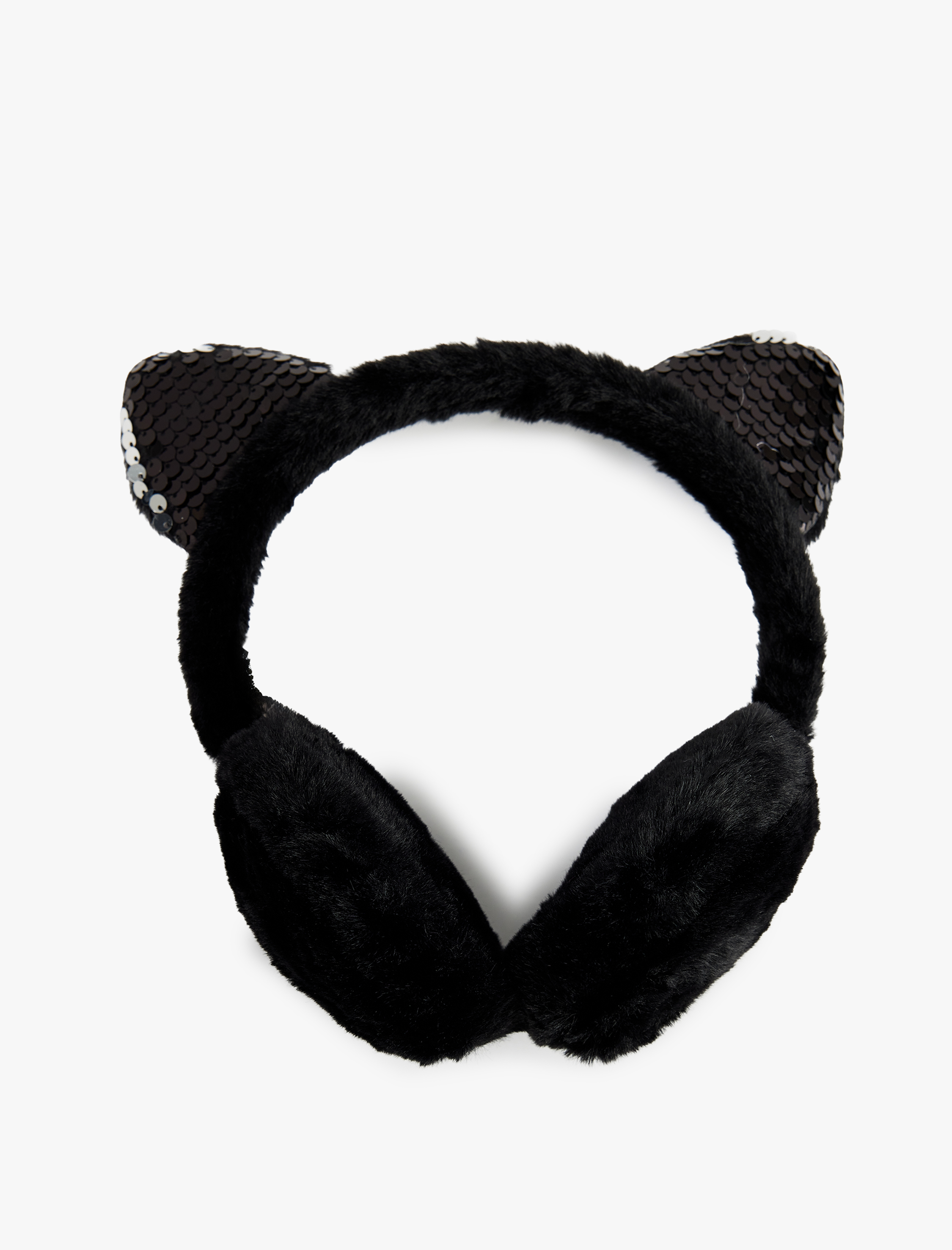  Kız Çocuk Pullu Payetli Kulak Detaylı Peluş Kulaklık