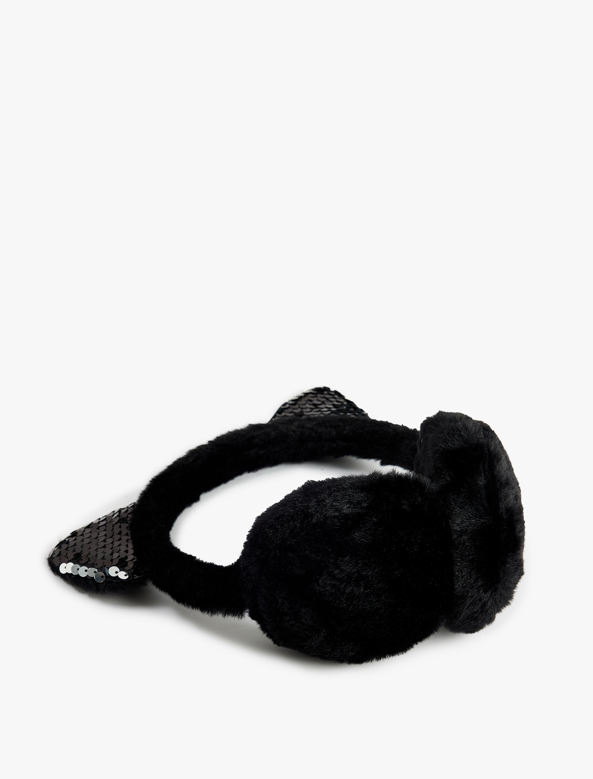  Kız Çocuk Pullu Payetli Kulak Detaylı Peluş Kulaklık