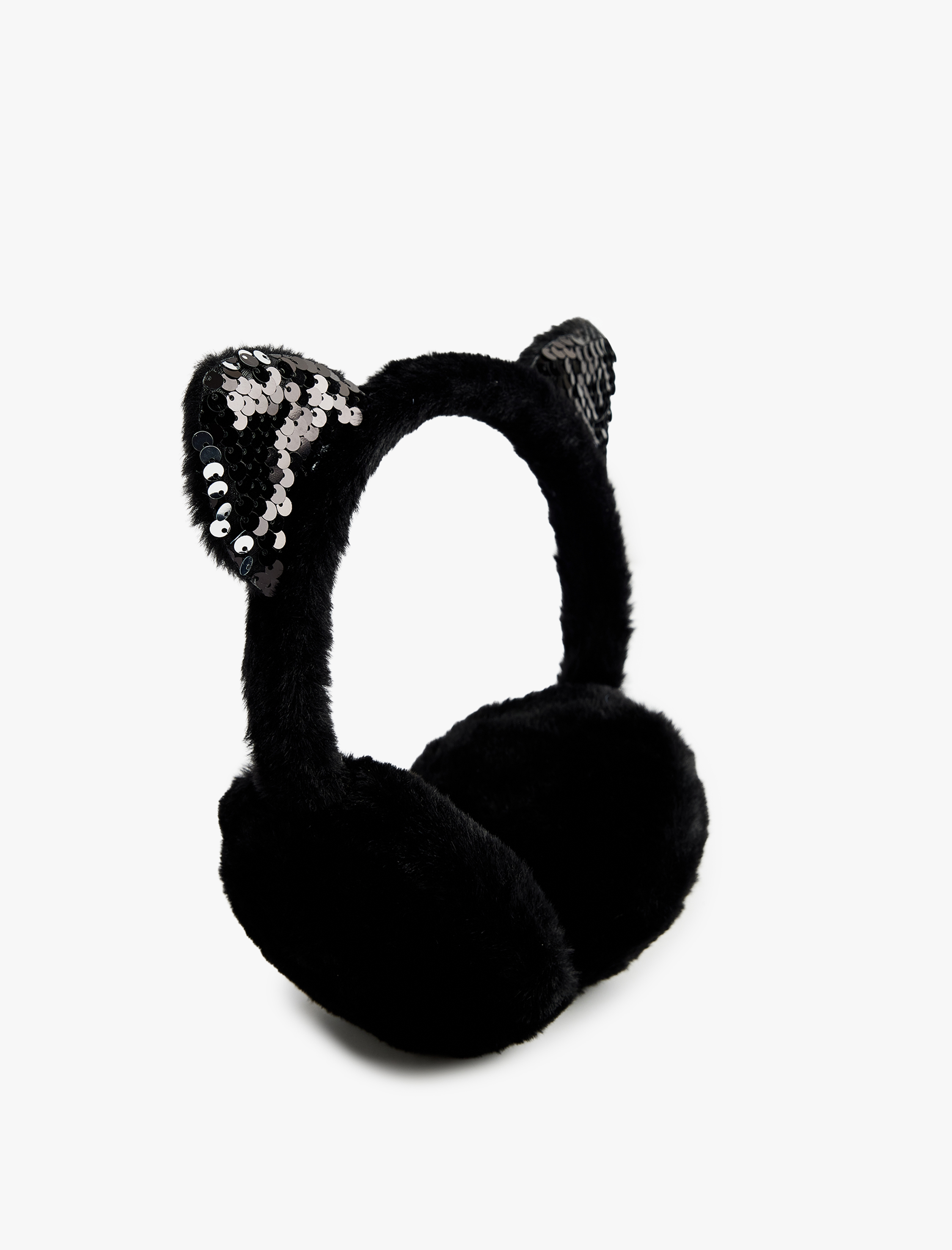  Kız Çocuk Pullu Payetli Kulak Detaylı Peluş Kulaklık