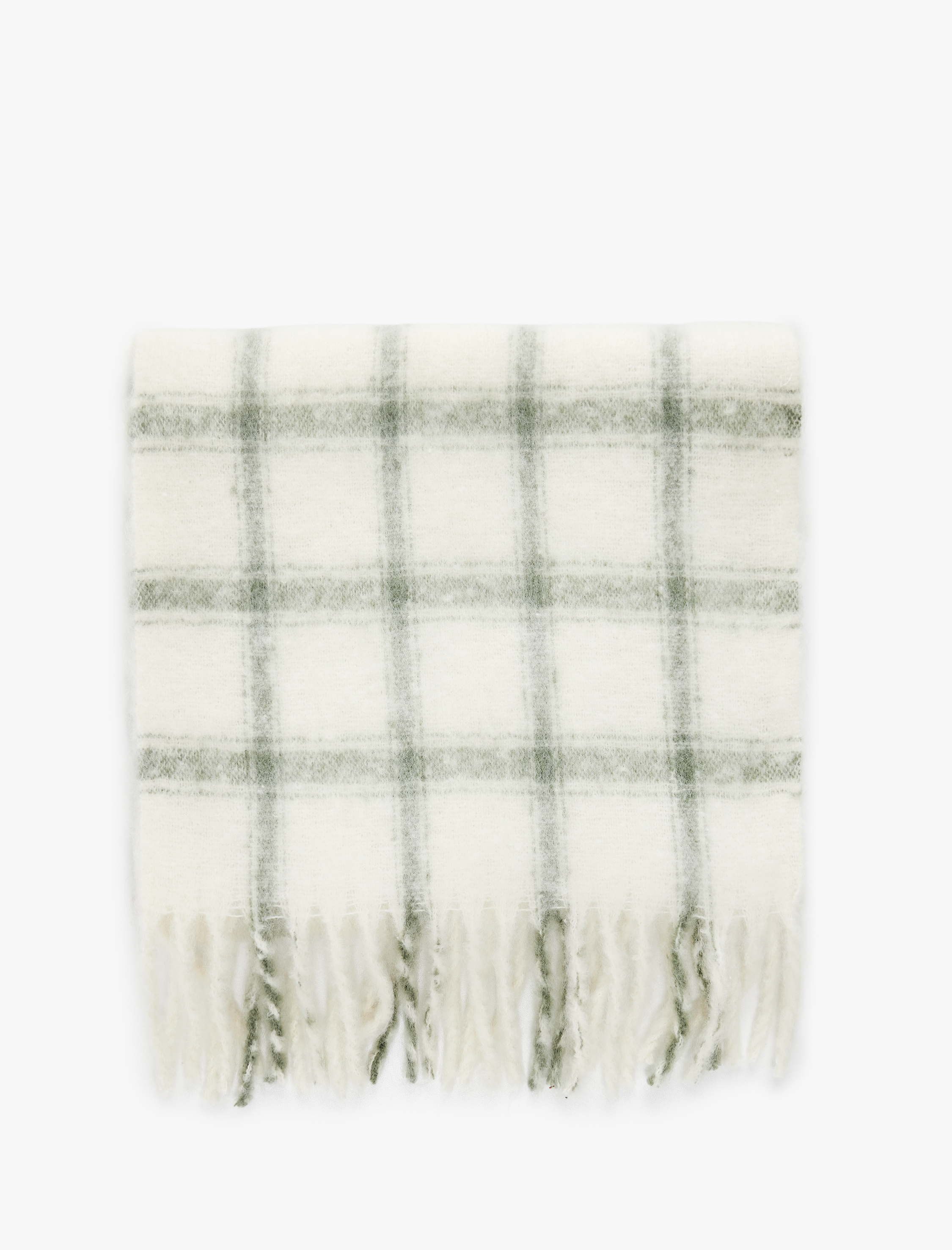  Kadın Ekose Desenli Yumuşak Dokulu Püsküllü Uzun Atkı