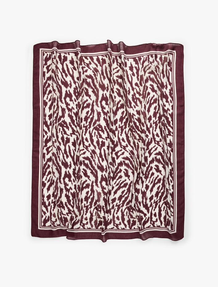 Kadın Leopar Desenli Kare Fular