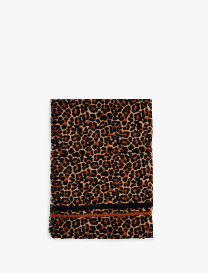 Kadın Leopar Desenli Uzun Atkı