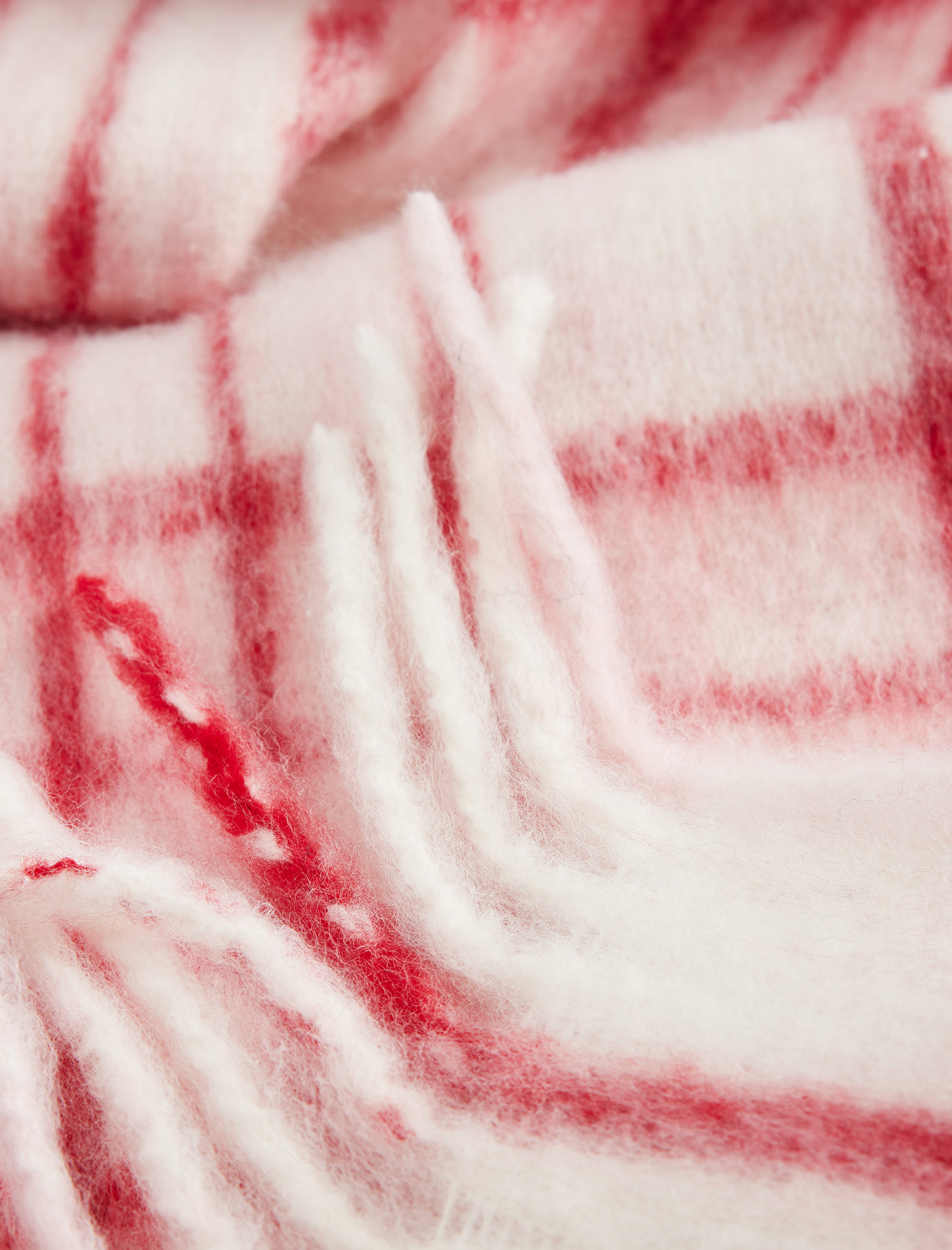  Kadın Yumuşak Dokulu Kareli Püsküllü Uzun Atkı