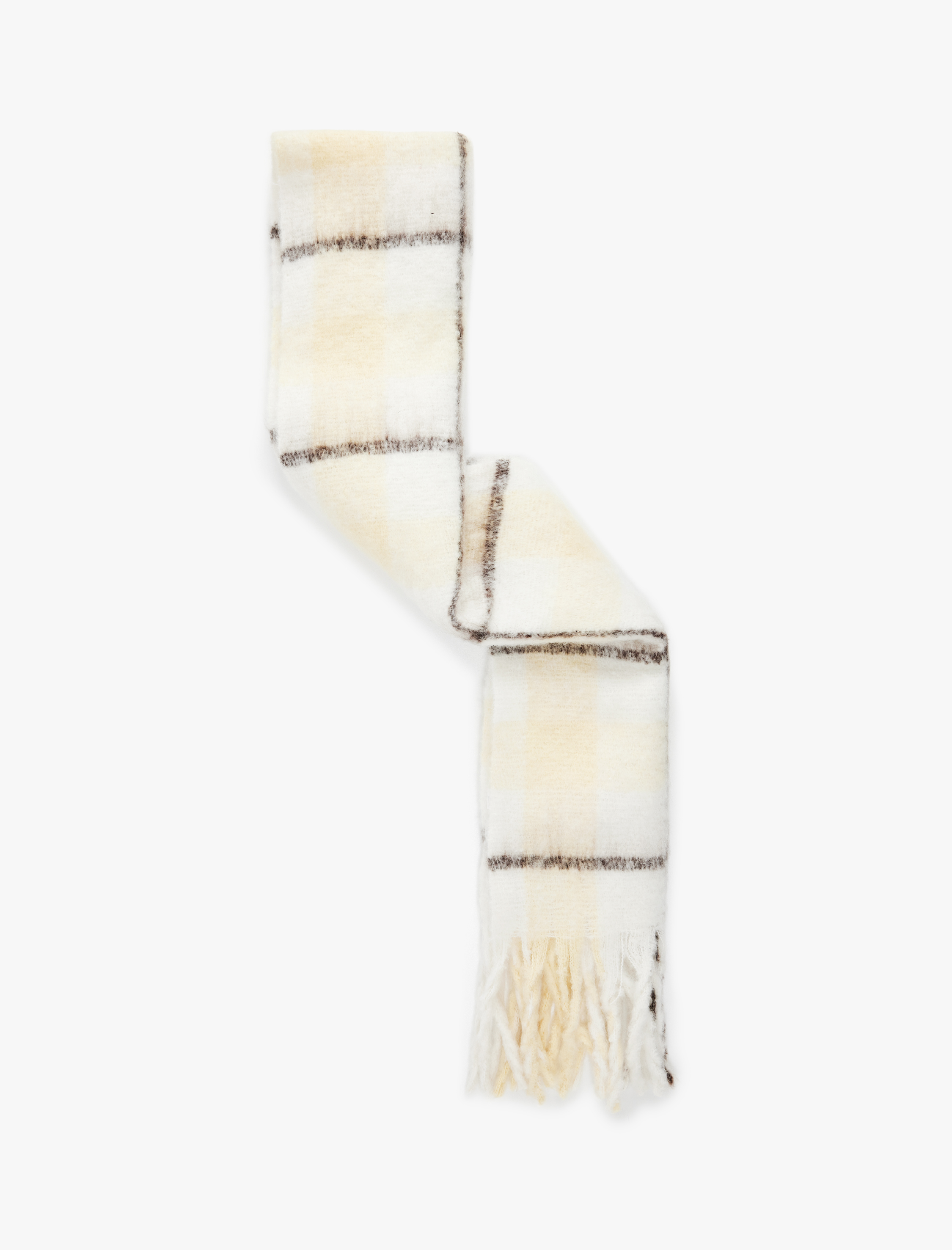  Kadın Ekose Desenli Yumuşak Dokulu Püsküllü Uzun Atkı