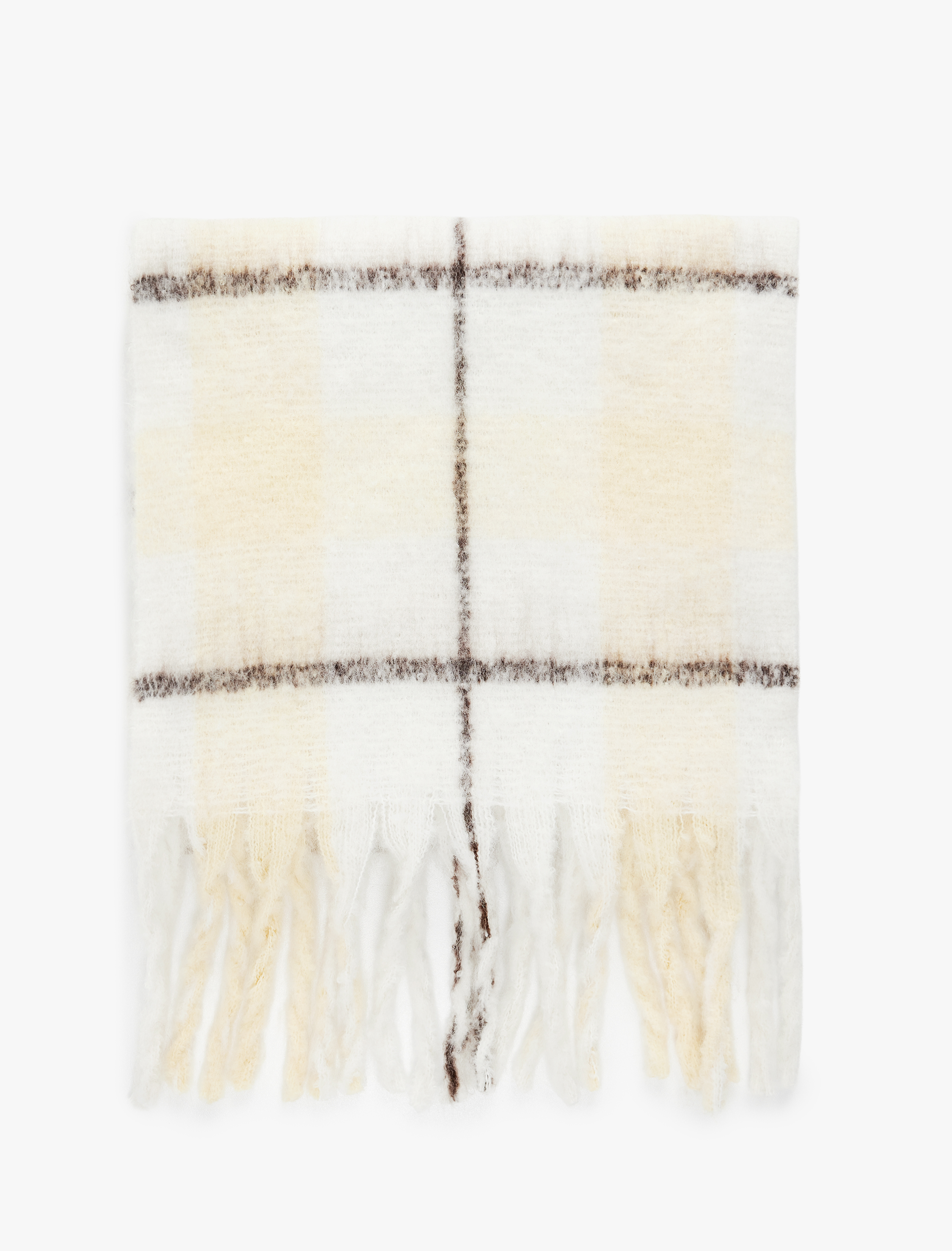  Kadın Ekose Desenli Yumuşak Dokulu Püsküllü Uzun Atkı