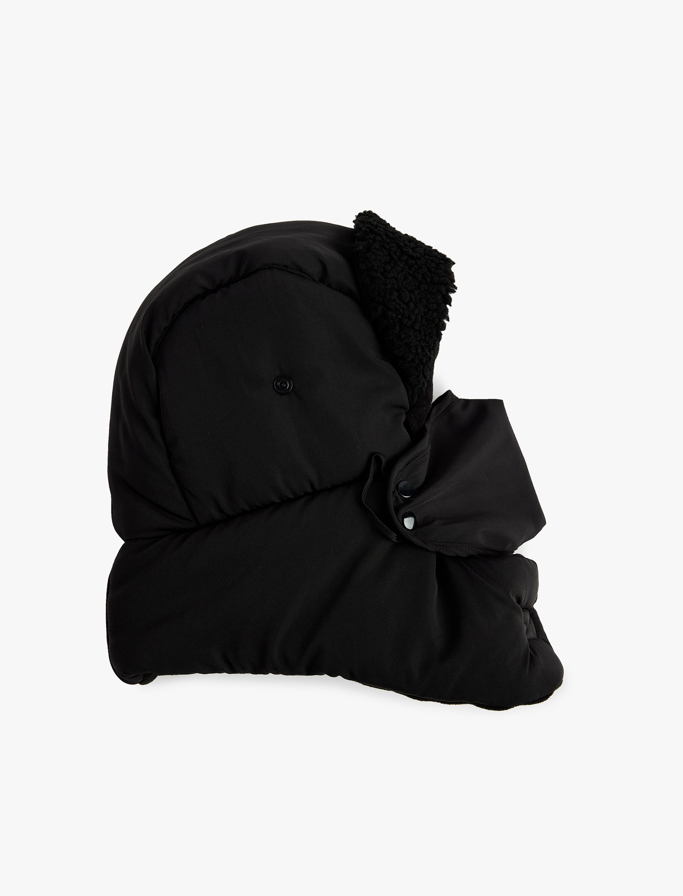  Erkek Çıtçıt Düğmeli Peluş Detaylı Kar Şapkası