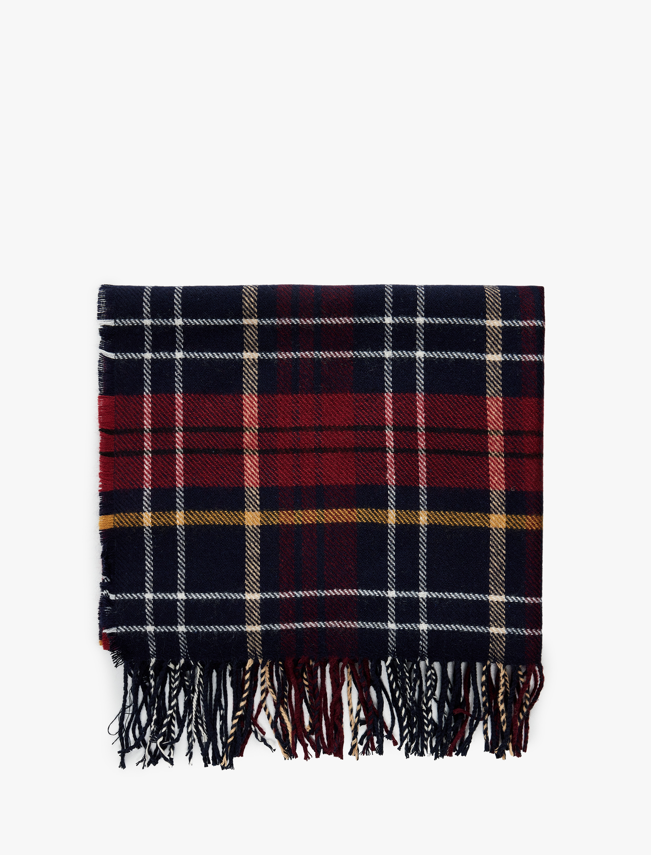  Kadın Ekoseli Püsküllü Uzun Triko Atkı