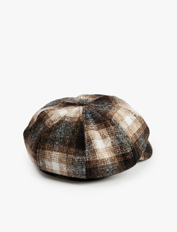 Kadın Ekoseli Kasket Şapka