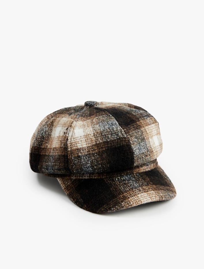 Kadın Ekoseli Kasket Şapka