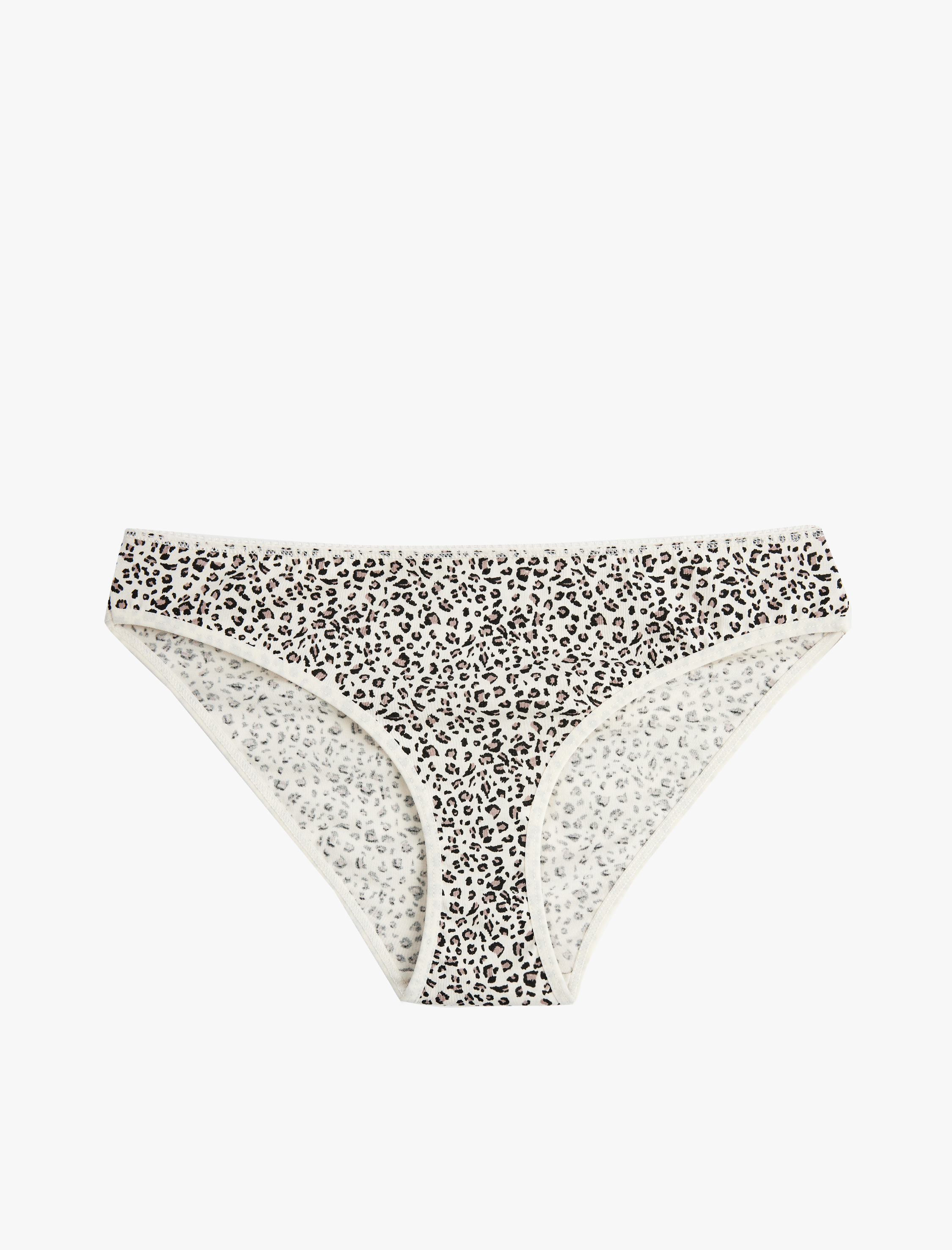   Kurdele Baskılı Rahat Kalıp Leopar Desenli Pamuklu 3'lü Brief Külot Seti